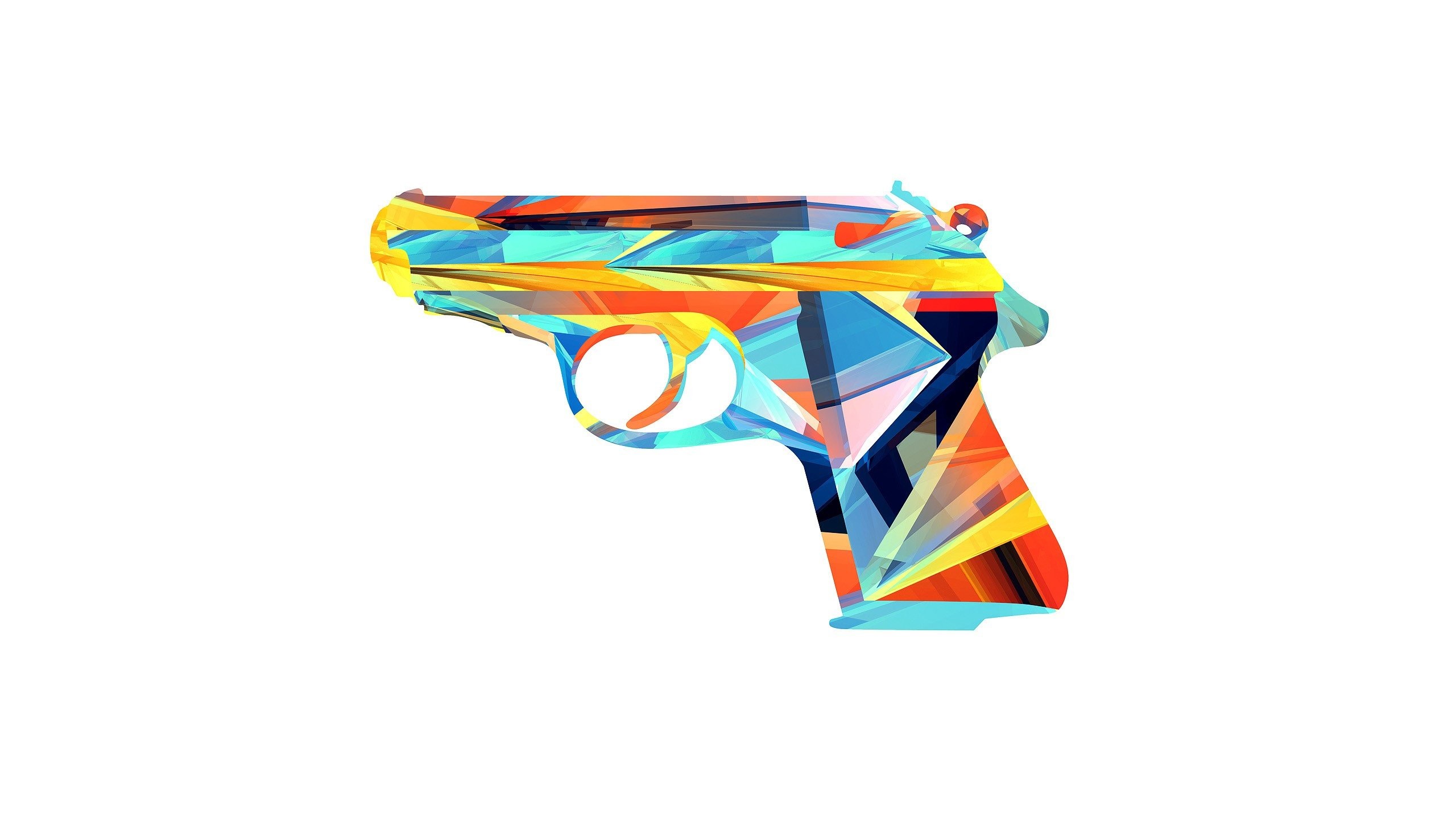 Walther PPK, Pistola, Low poly, Sfondo bianco, 2K, wallpaper per portatile