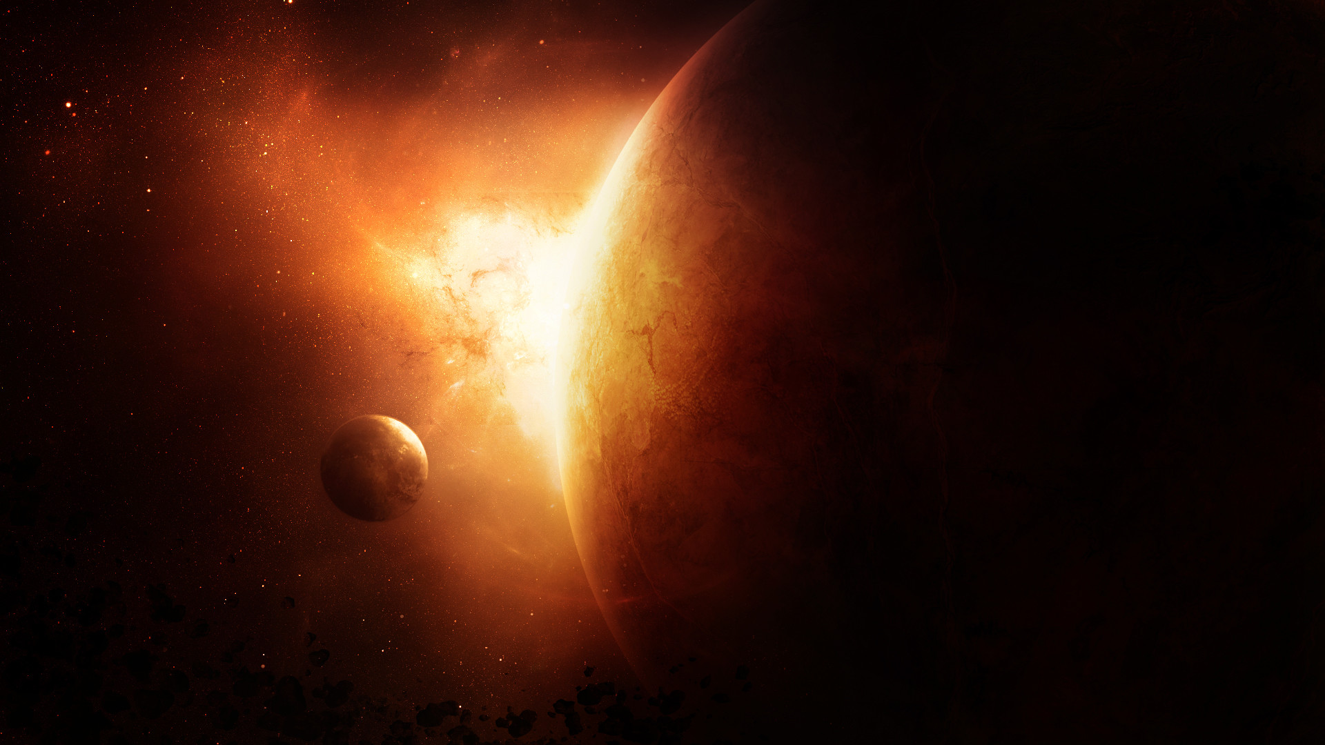 Pianeta, Sole, Spazio, Arancione, Full HD 1080p, sfondo desktop