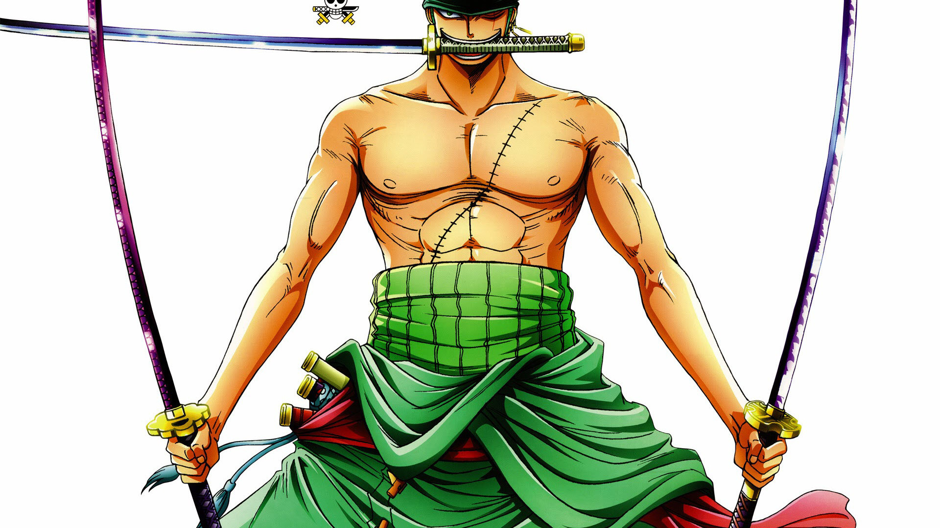 Roronoa Zoro, One Piece, Santoryu, Sfondo bianco, Full HD, wallpaper desktop