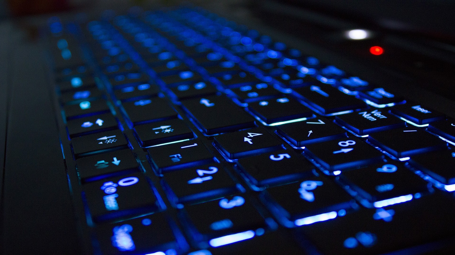Tastiera retroilluminata, Laptop, Blu, sfondo Full HD per computer
