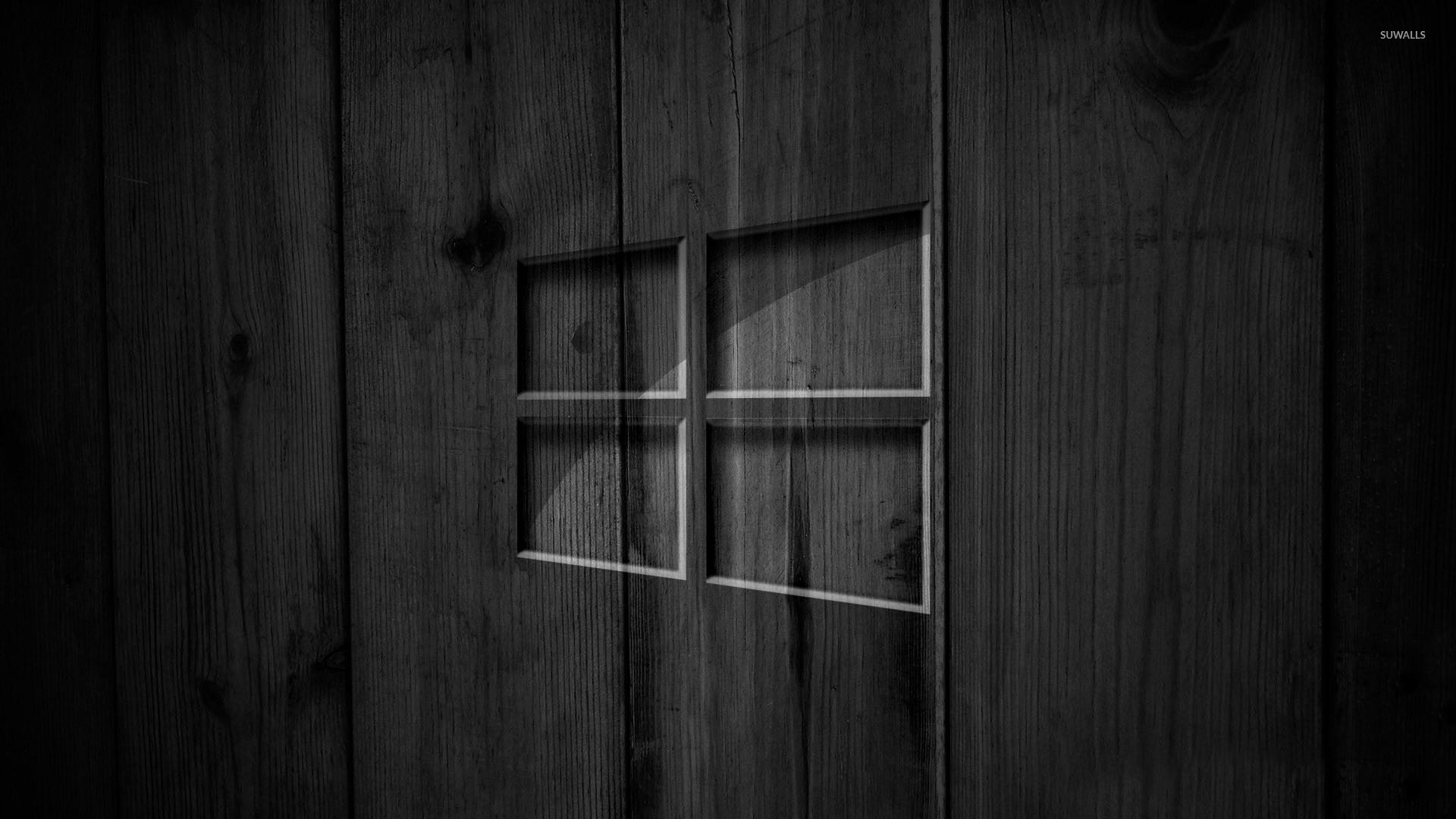 Windows 10, Logo Windows, Legno scuro, Full HD, sfondo desktop