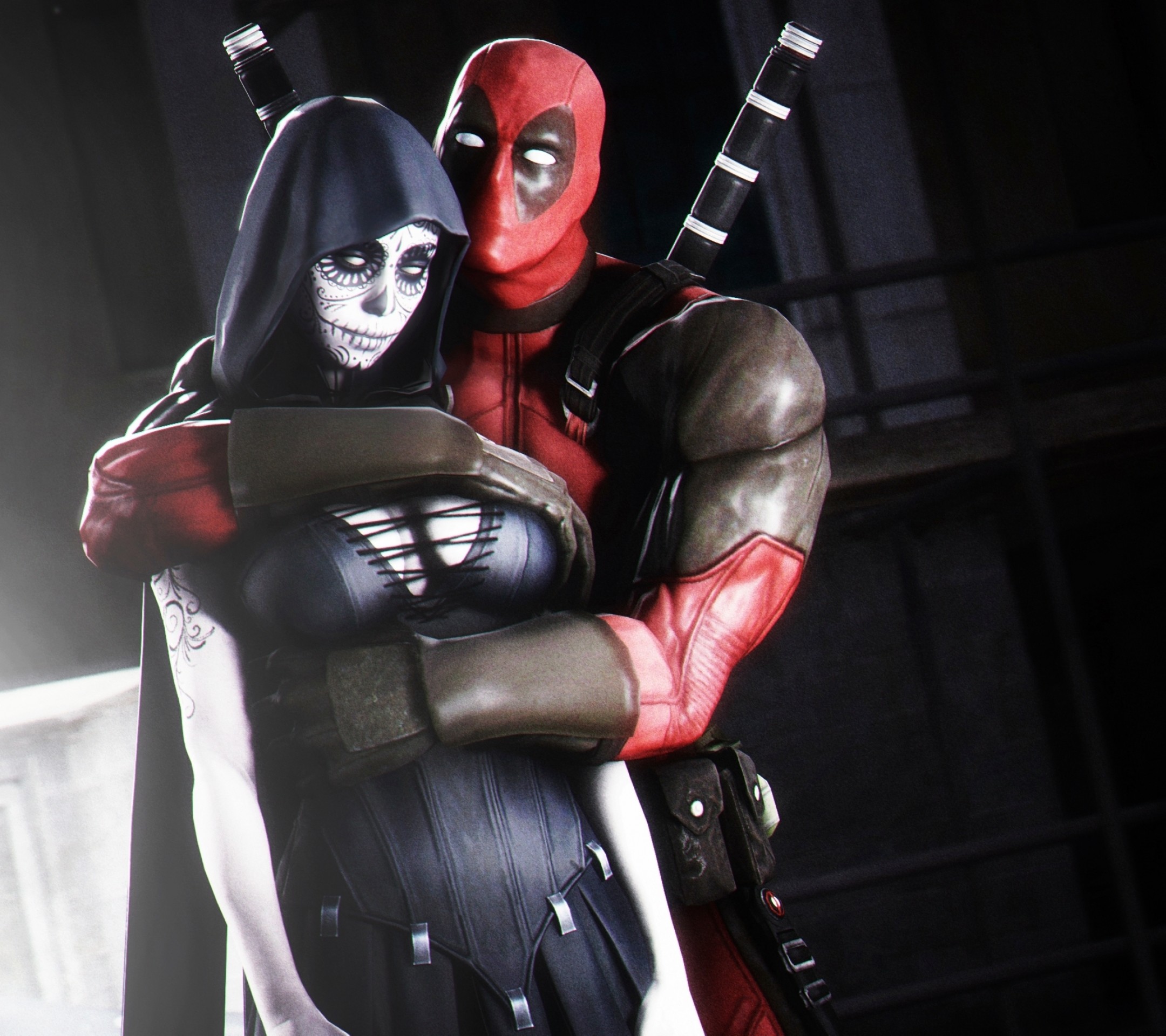 Deadpool, Morte (Marvel), Abbraccio, Marvel, sfondo per iPad e tablet