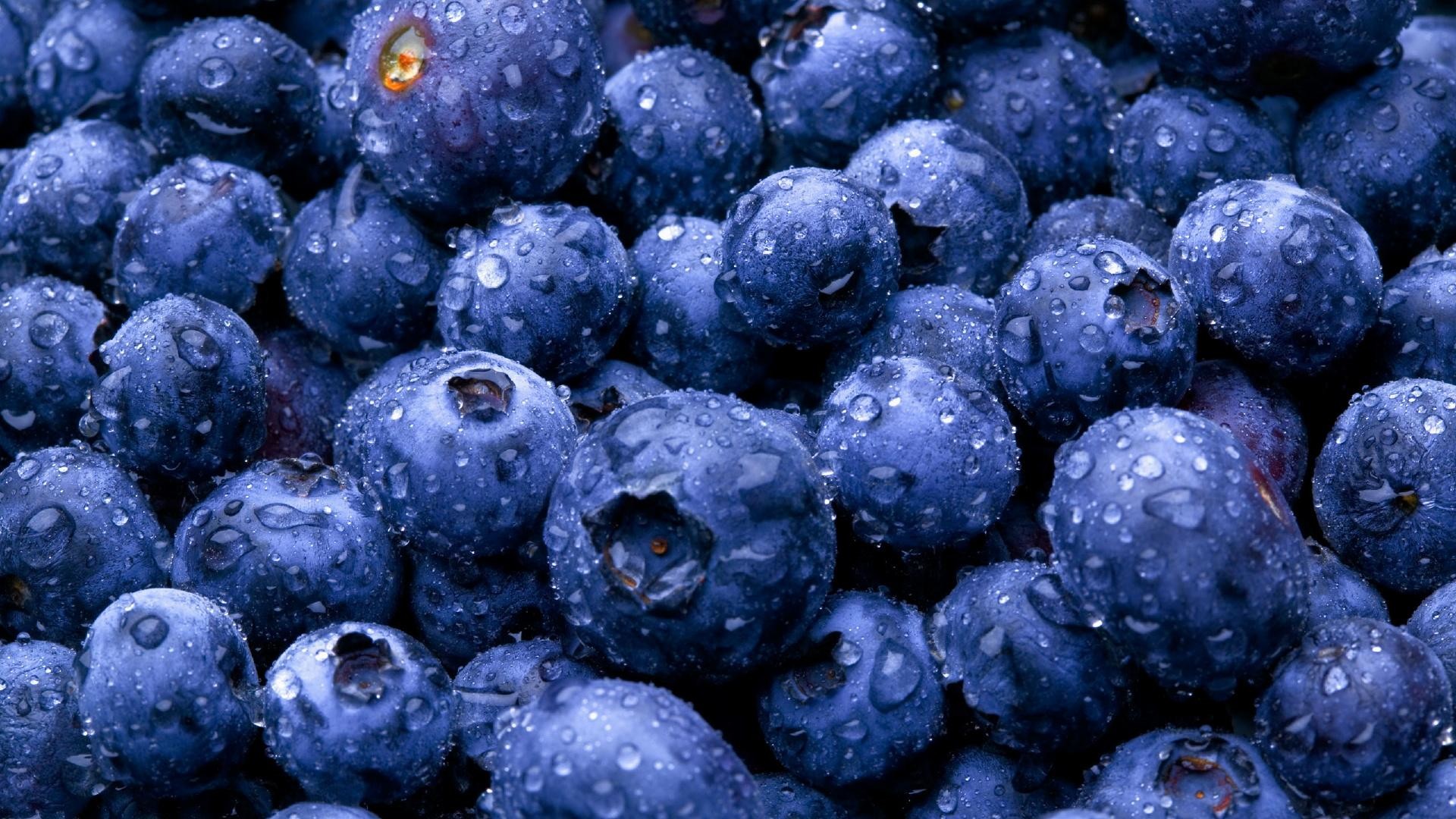 Mirtilli, Gocce d'acqua, Frutti di bosco, Macro, Full HD, wallpaper per PC