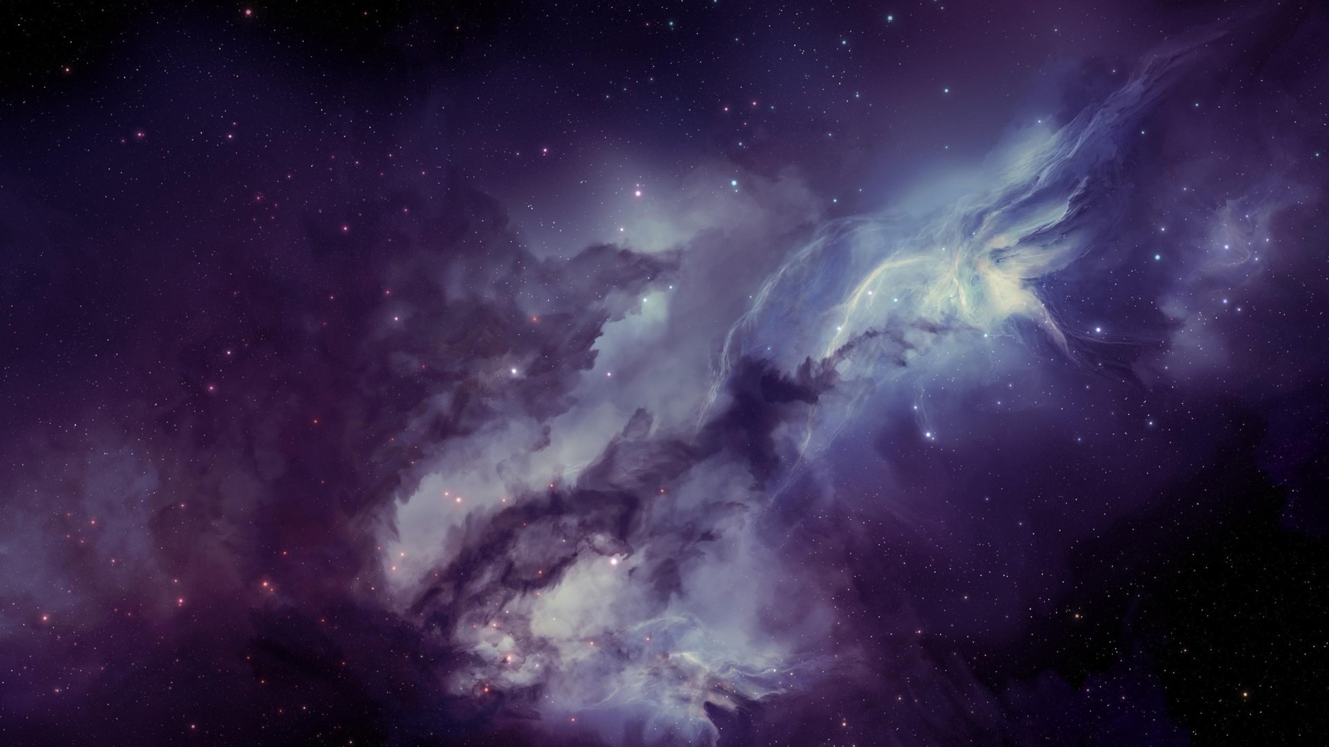 Nebulosa, Viola, Stelle, Spazio profondo, 1920x1080, immagine di sfondo