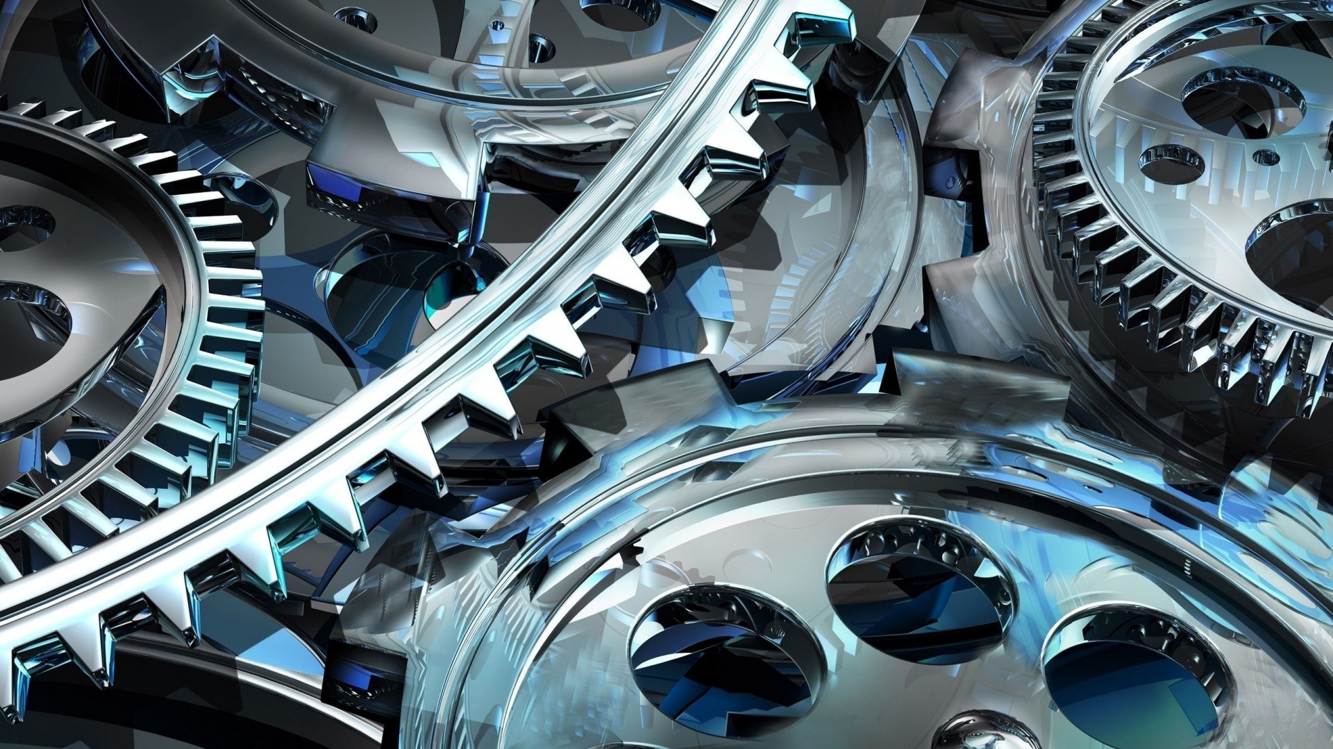 Ingranaggi, Metallo, Rendering 3D, sfondo Full HD per desktop
