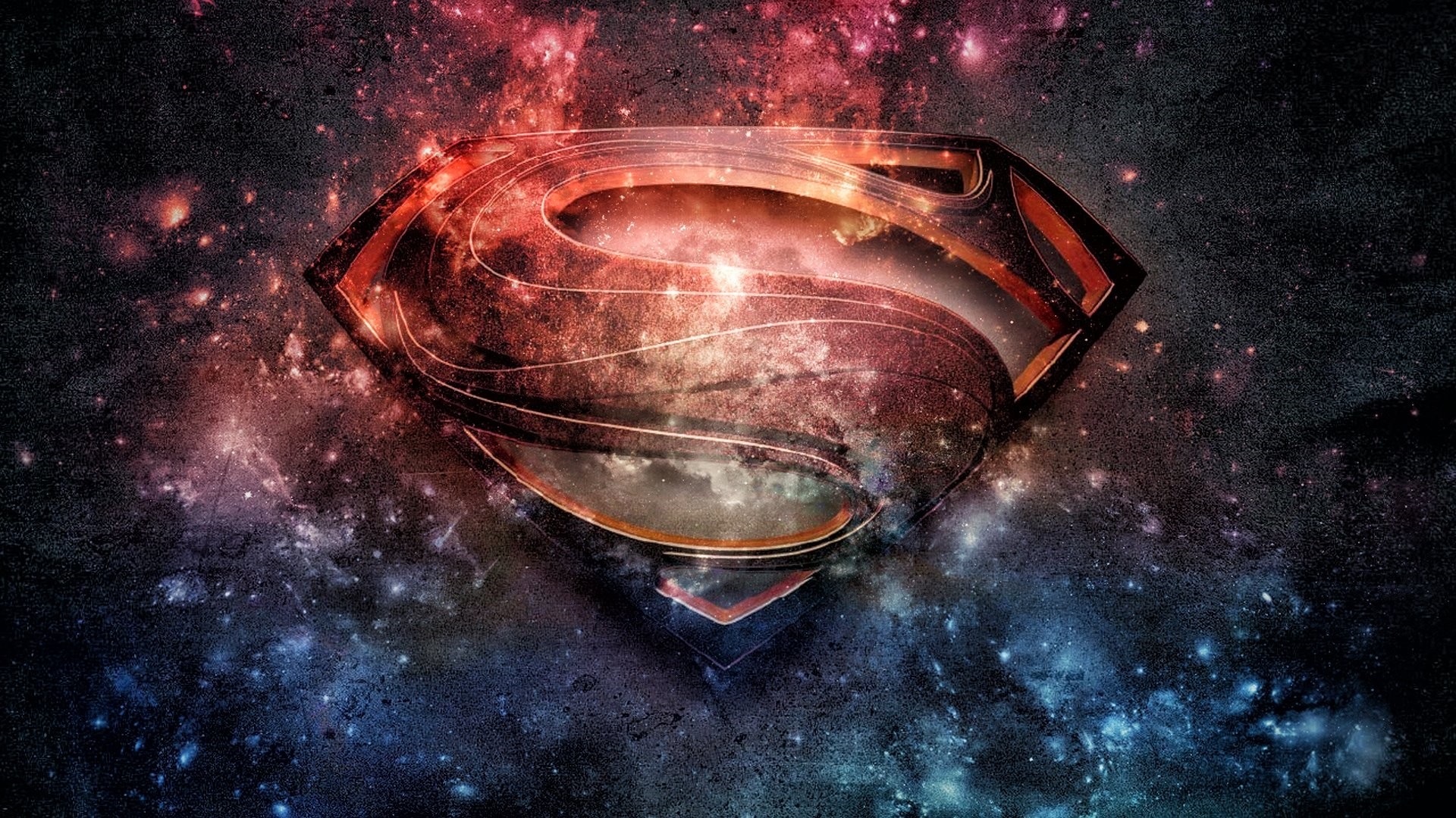 Logo di Superman, L'uomo d'acciaio, Nebulosa, Spazio, 1920x1080, sfondo per PC