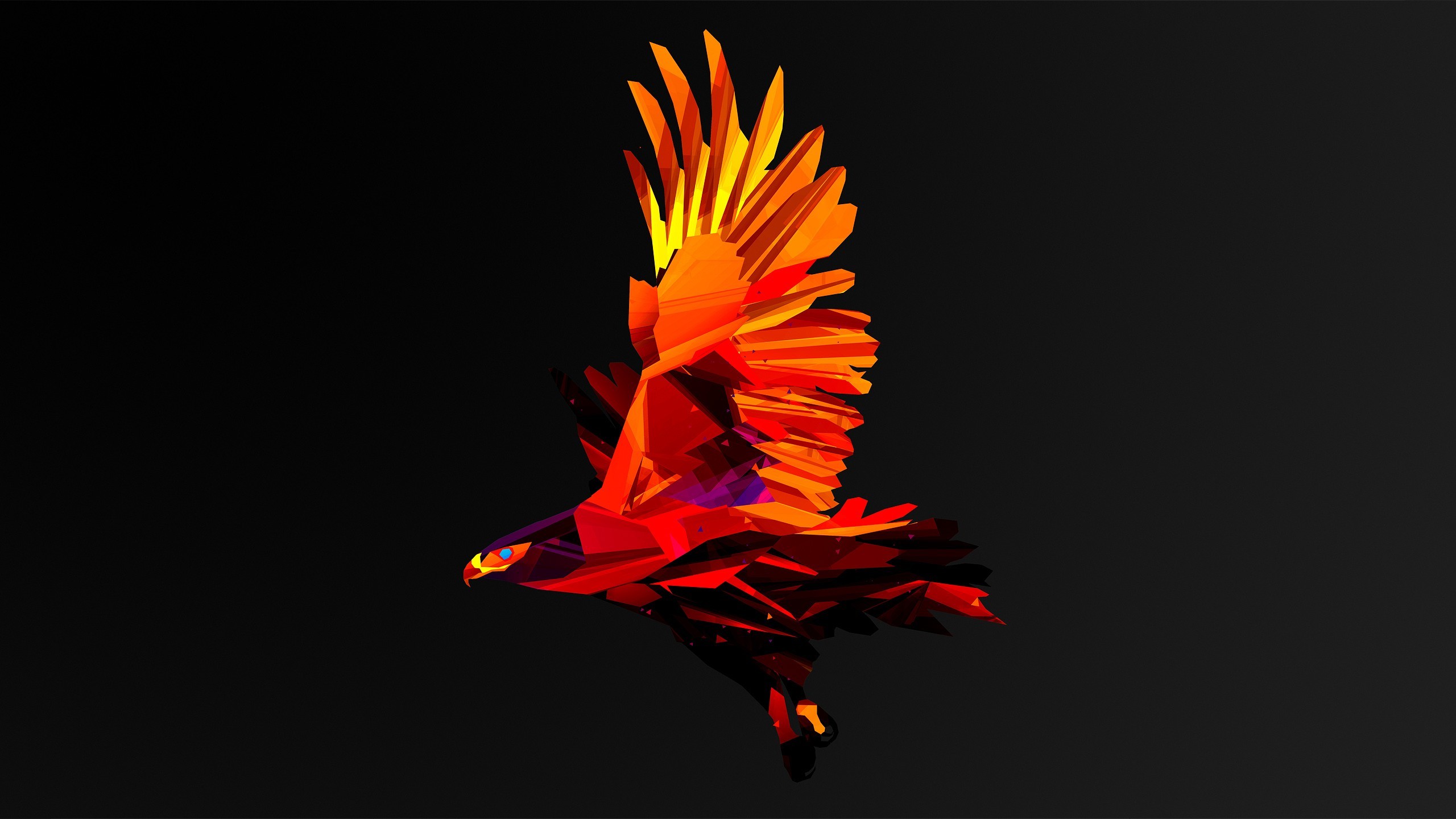 Aquila, Fenice, Low poly, Arancione, 2K, sfondo Windows 11