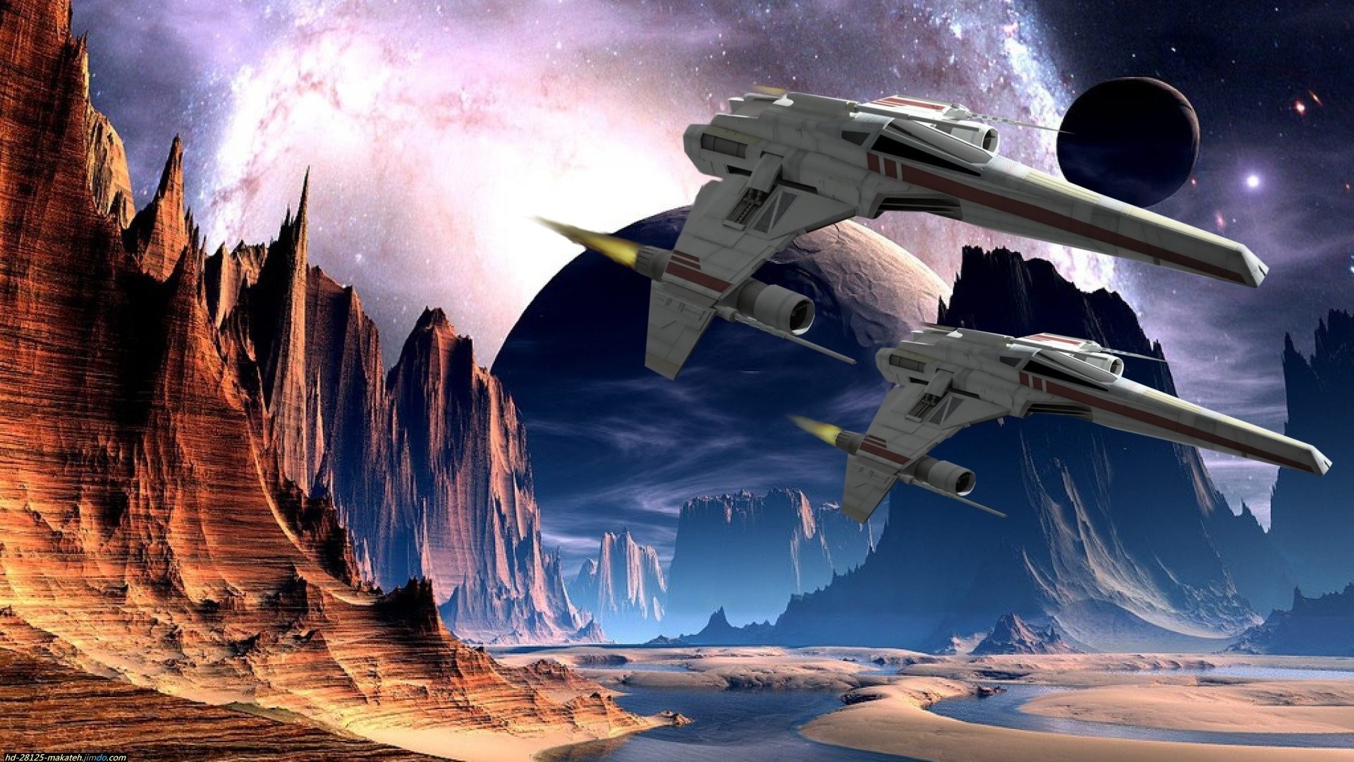 Astronavi, Paesaggio alieno, Fantascienza, Pianeta, 1920x1080, immagine di sfondo