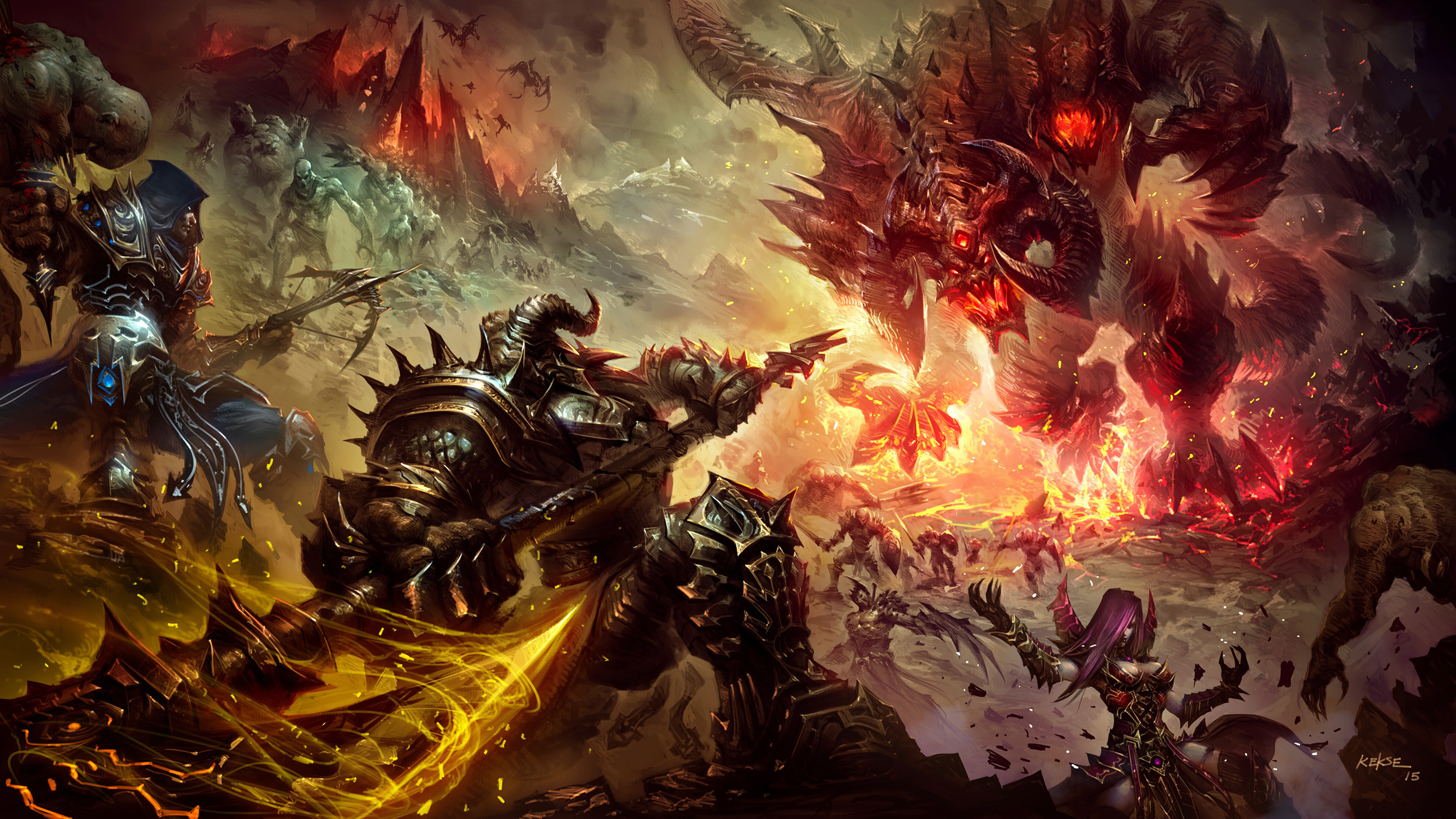 Heroes of the Storm, Diablo, Battaglia, Fuoco, Fantasy, 16:9 Full HD, sfondo widescreen