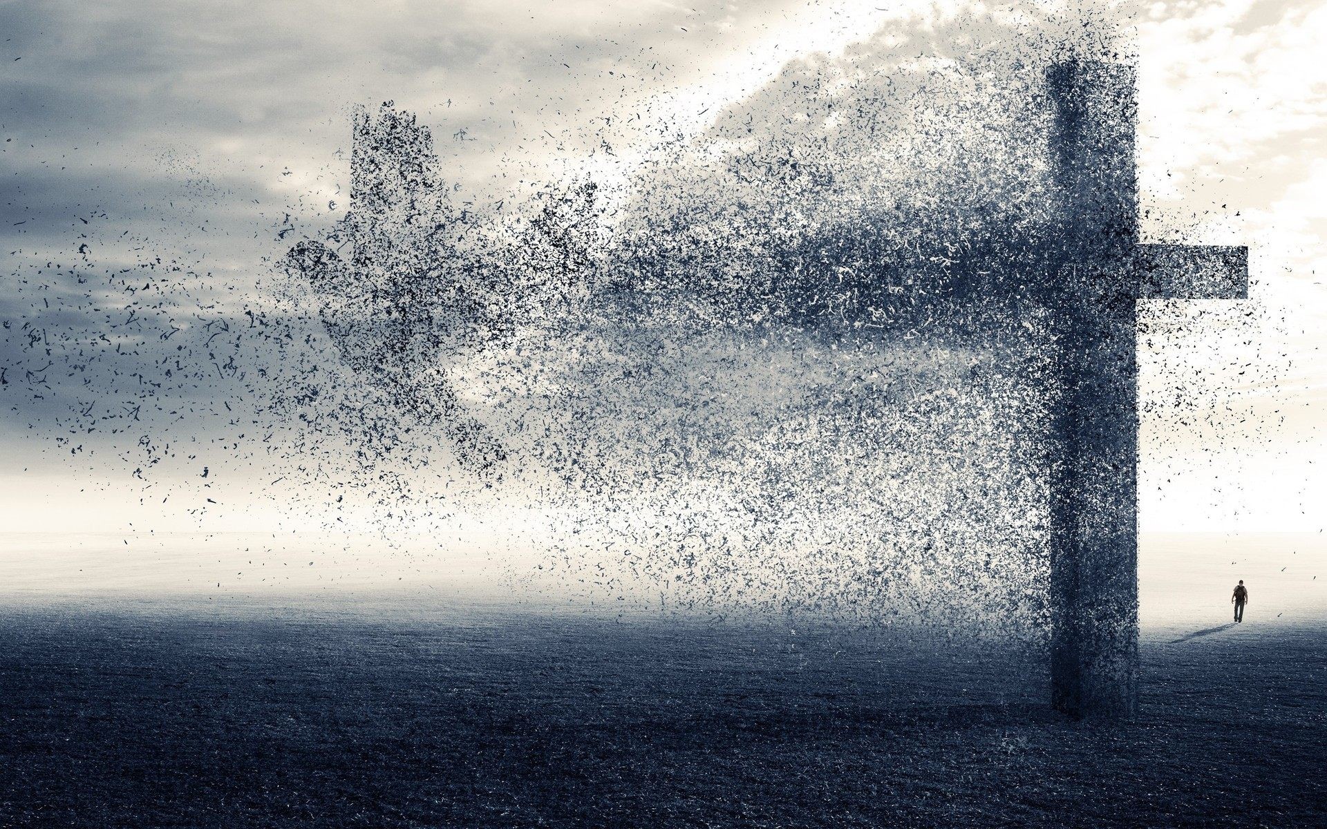 Croce, Disintegrazione, Arte concettuale, Cielo, 1920x1200, sfondo per PC