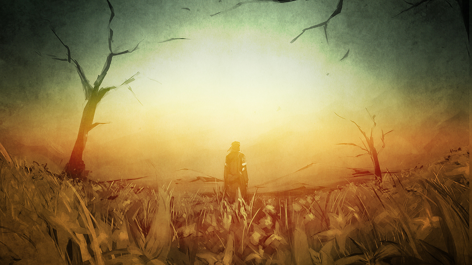 Metal Gear Solid V: The Phantom Pain, Venom Snake, Tramonto, Campo, sfondo per portatile