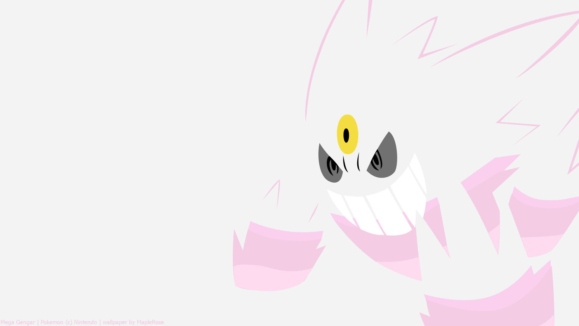 Mega Gengar cromatico, Pokémon, Minimalismo, Sfondo bianco, 1920x1080, wallpaper desktop