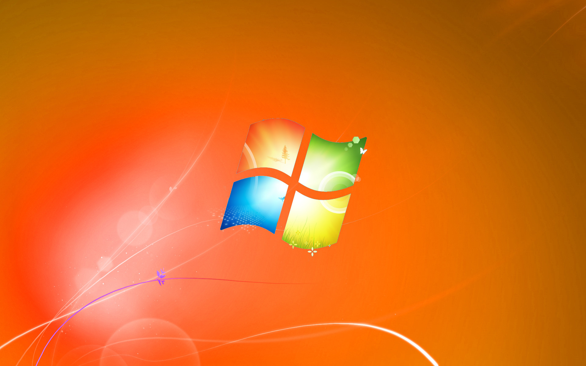 Windows 7, Logo Windows, Sfondo arancione, 1920x1200, wallpaper desktop