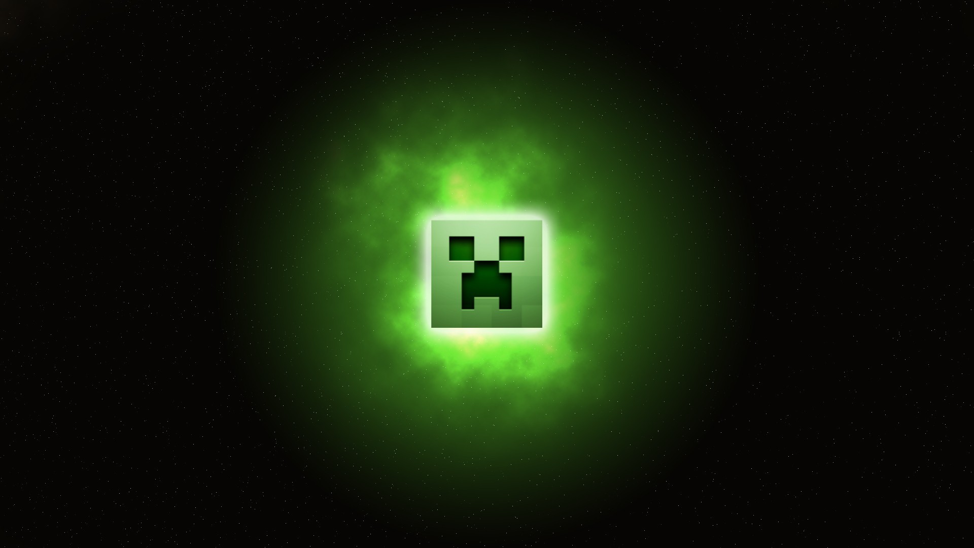 Creeper, Minecraft, Bagliore verde, Sfondo nero, 1920x1080, wallpaper desktop