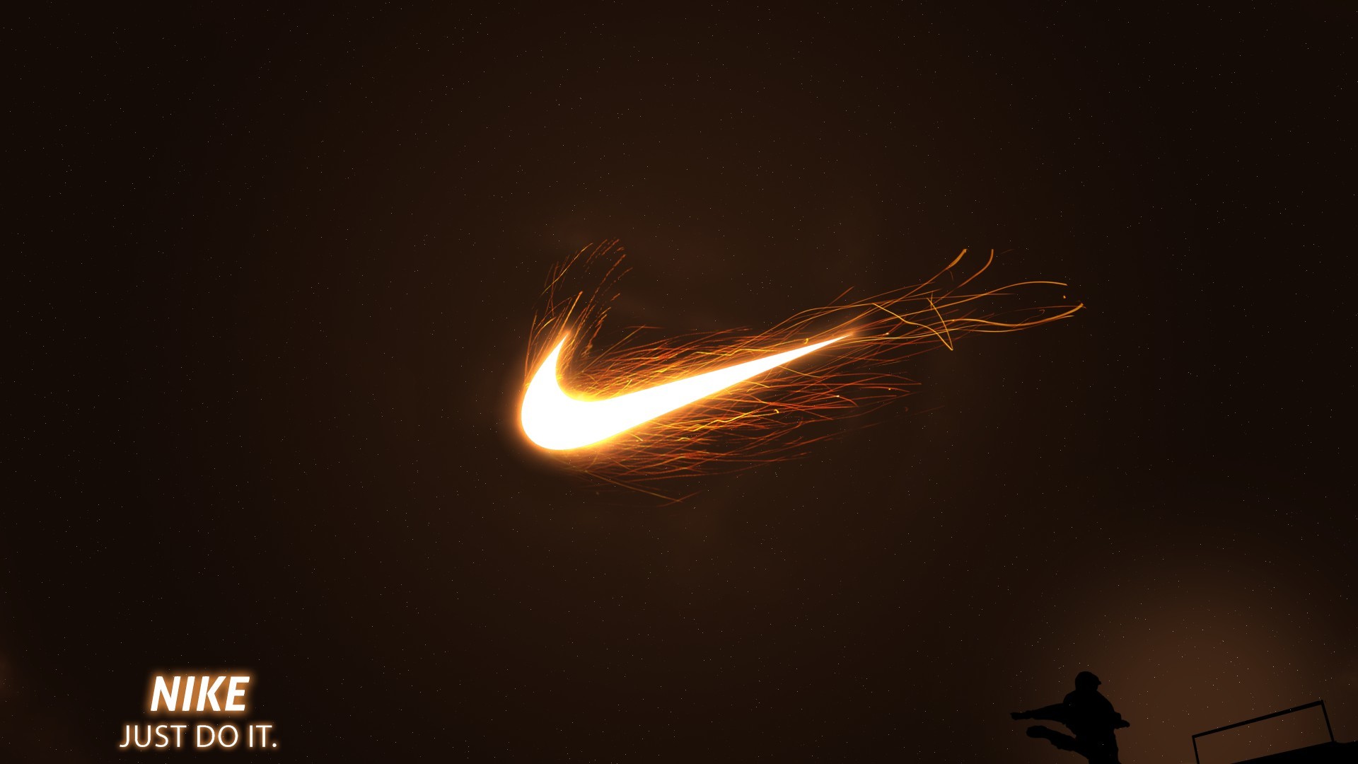 Nike, Just Do It, Scintille, Sfondo scuro, Full HD, wallpaper per portatile