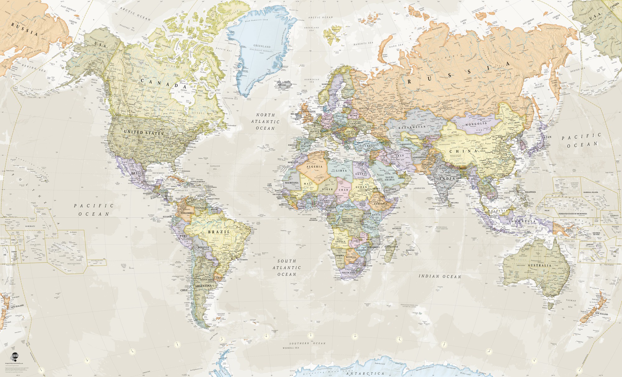 Mappa politica, Planisfero, Pastello, Full HD, sfondo per PC