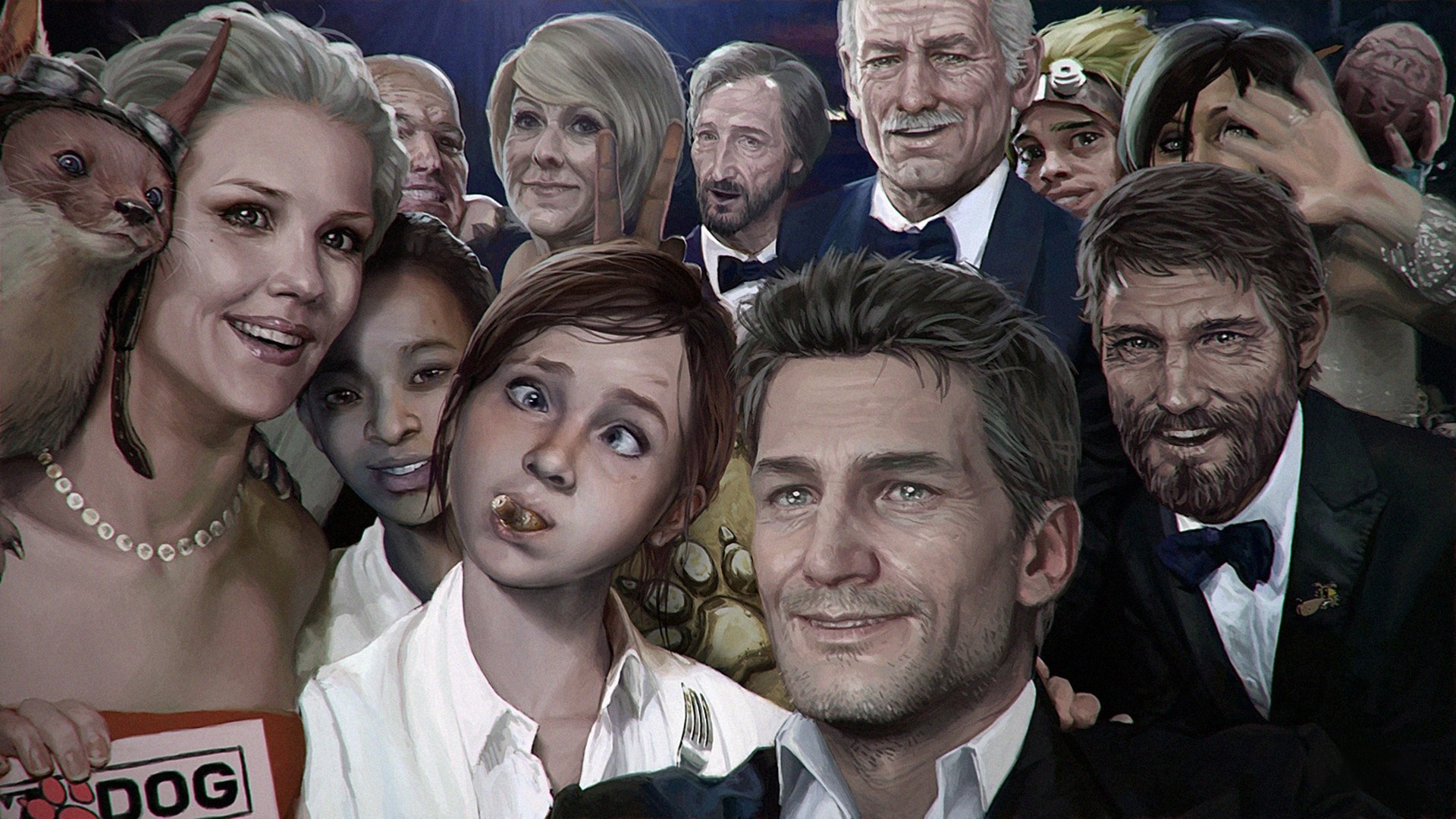 Naughty Dog, Ellie, Joel, Nathan Drake, Uncharted, Selfie, Full HD, sfondo per PC