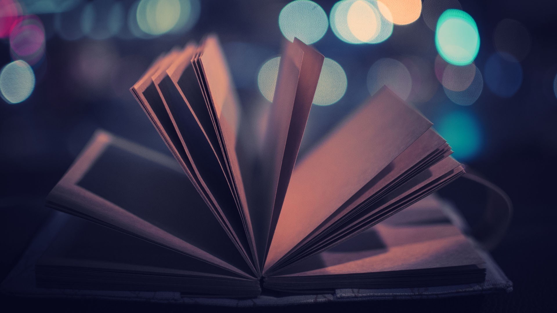 Libro aperto, Pagine, Bokeh, Blu, Full HD, sfondo per portatile