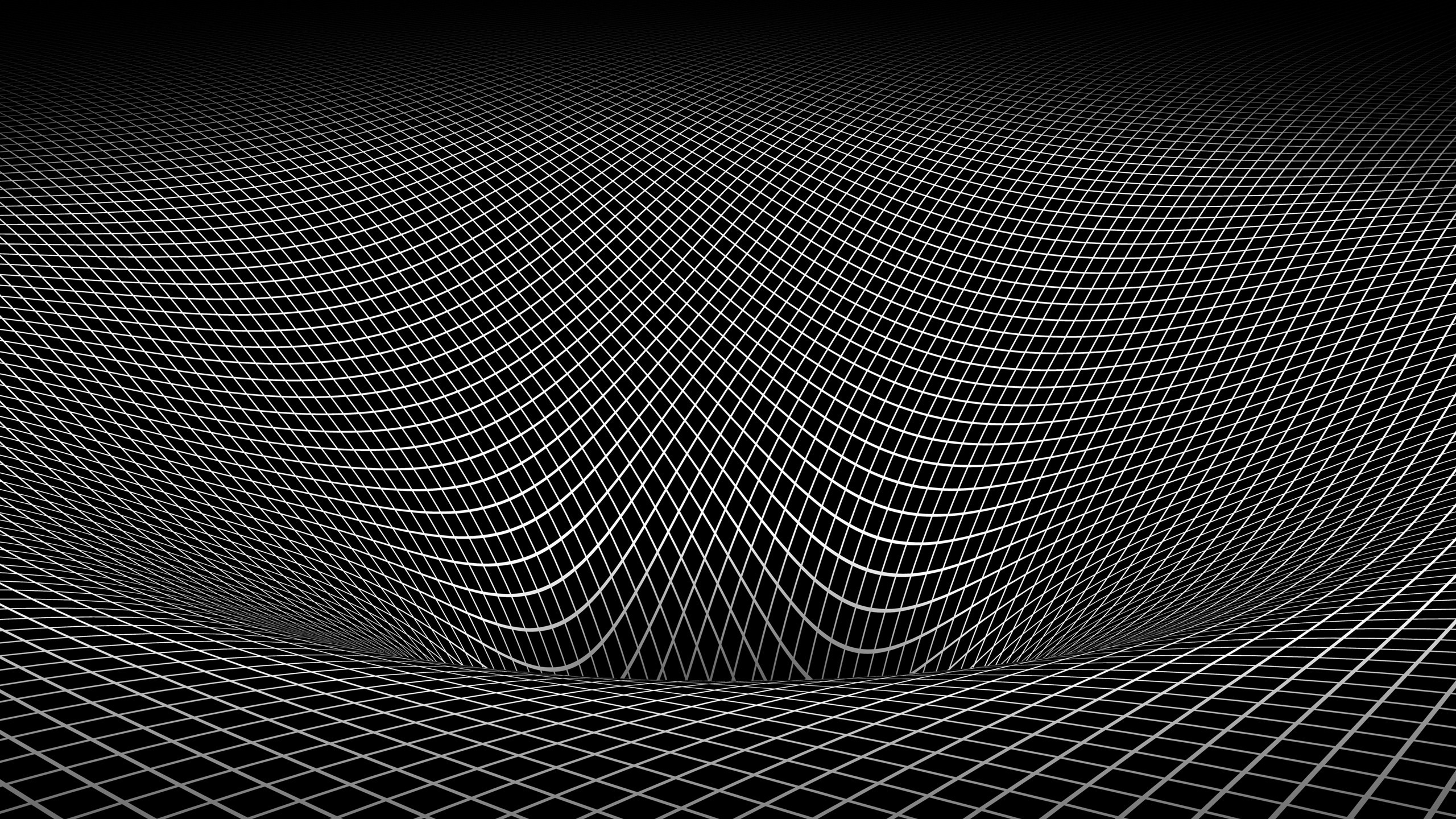 Griglia, Wireframe, Bianco e nero, Astratto, 2K, sfondo desktop
