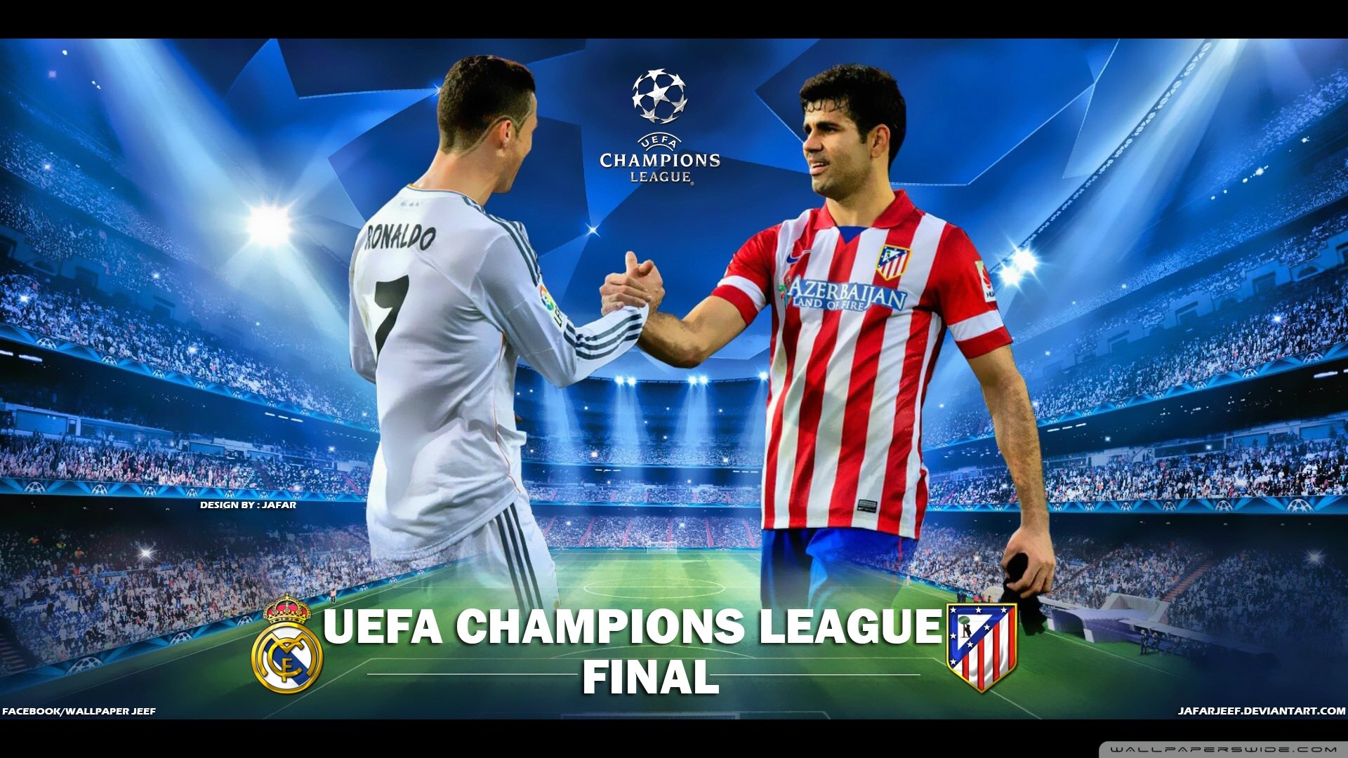 Finale 2014, Real Madrid, Atlético Madrid, Cristiano Ronaldo, Diego Costa, sfondo 1920x1080 per PC