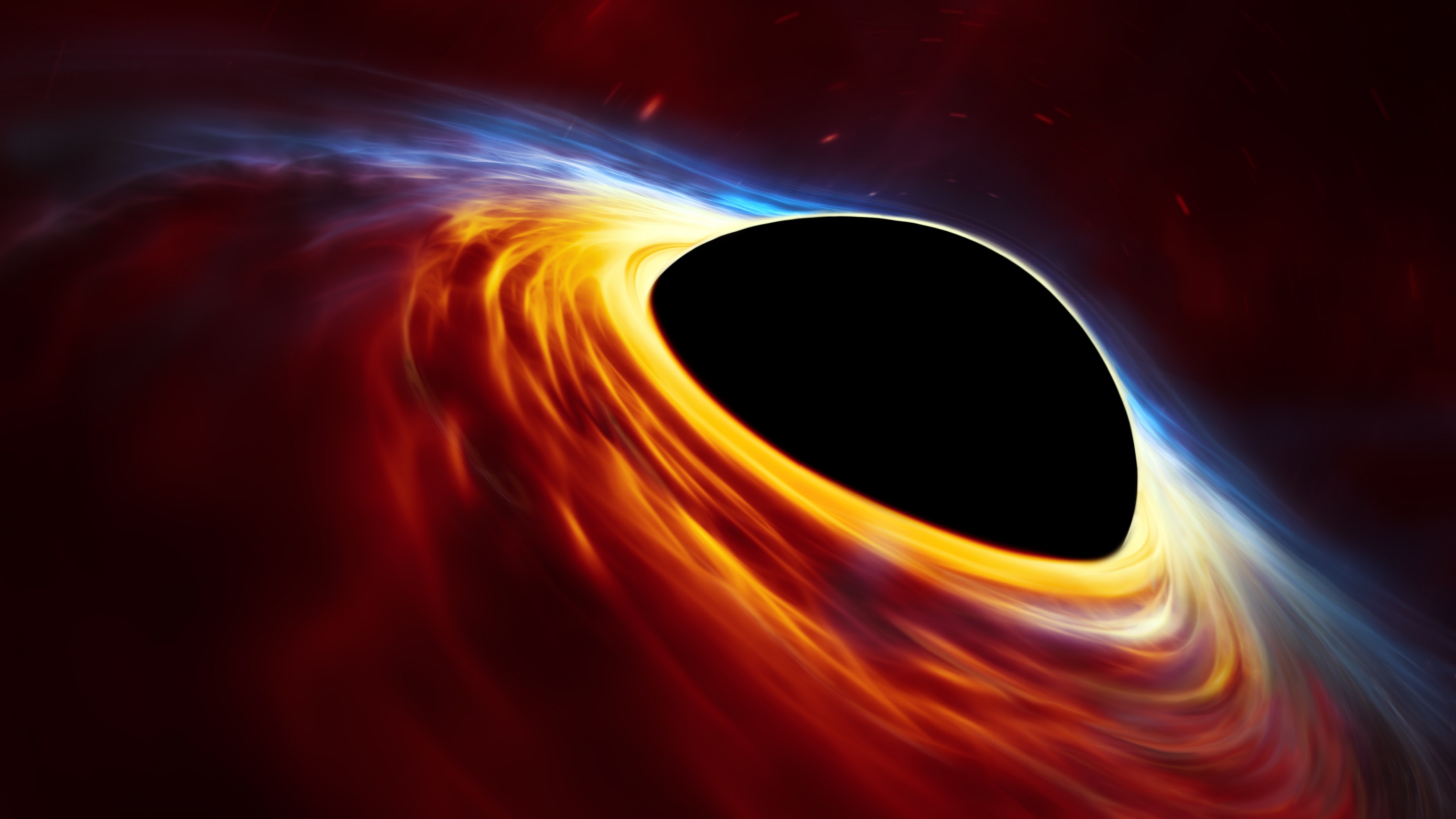 Buco nero, Disco di accrescimento, Rosso, Arte digitale, 4K, sfondo desktop