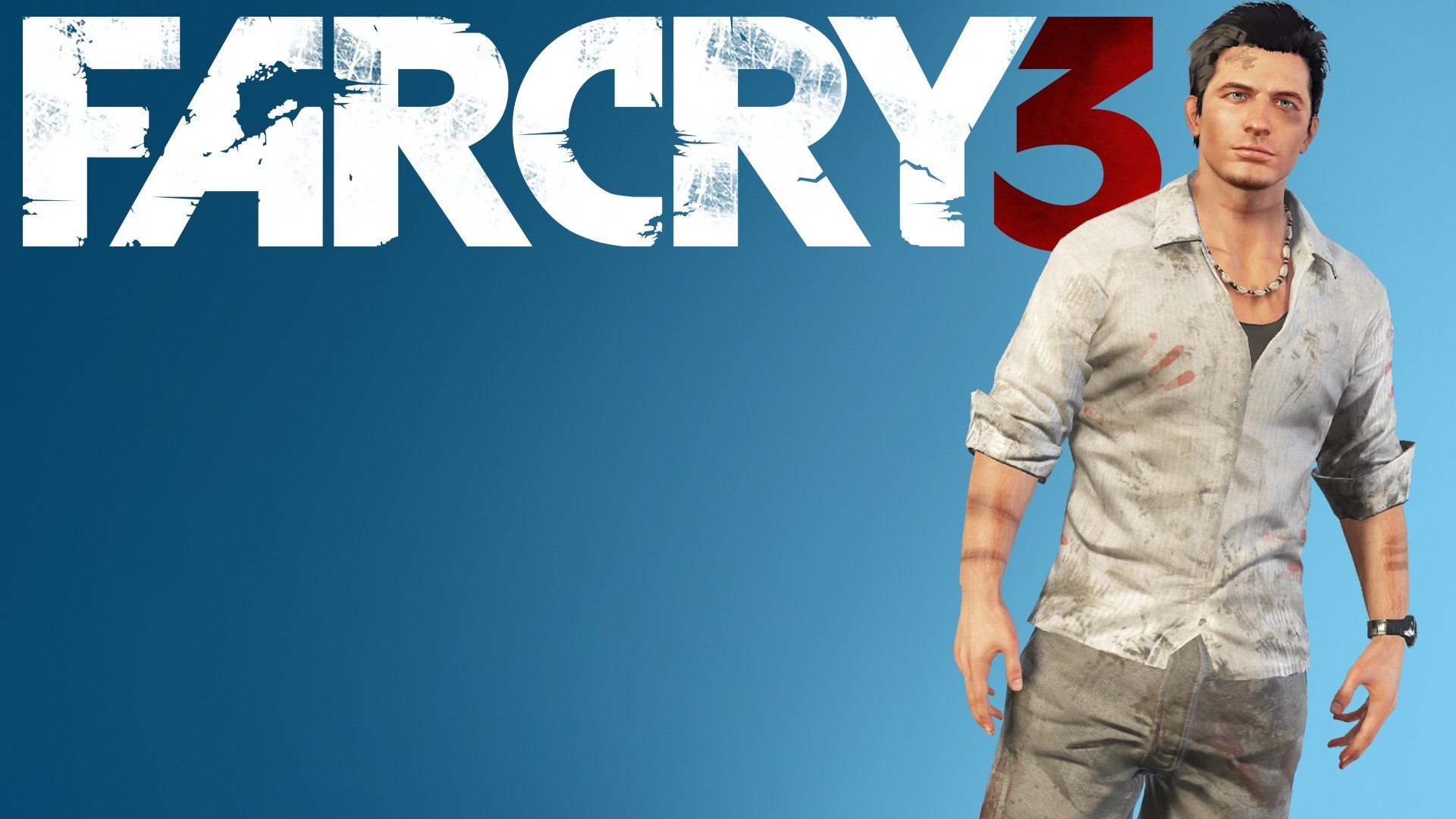 Jason Brody, Far Cry 3, Logo, Sfondo azzurro, Full HD, wallpaper desktop