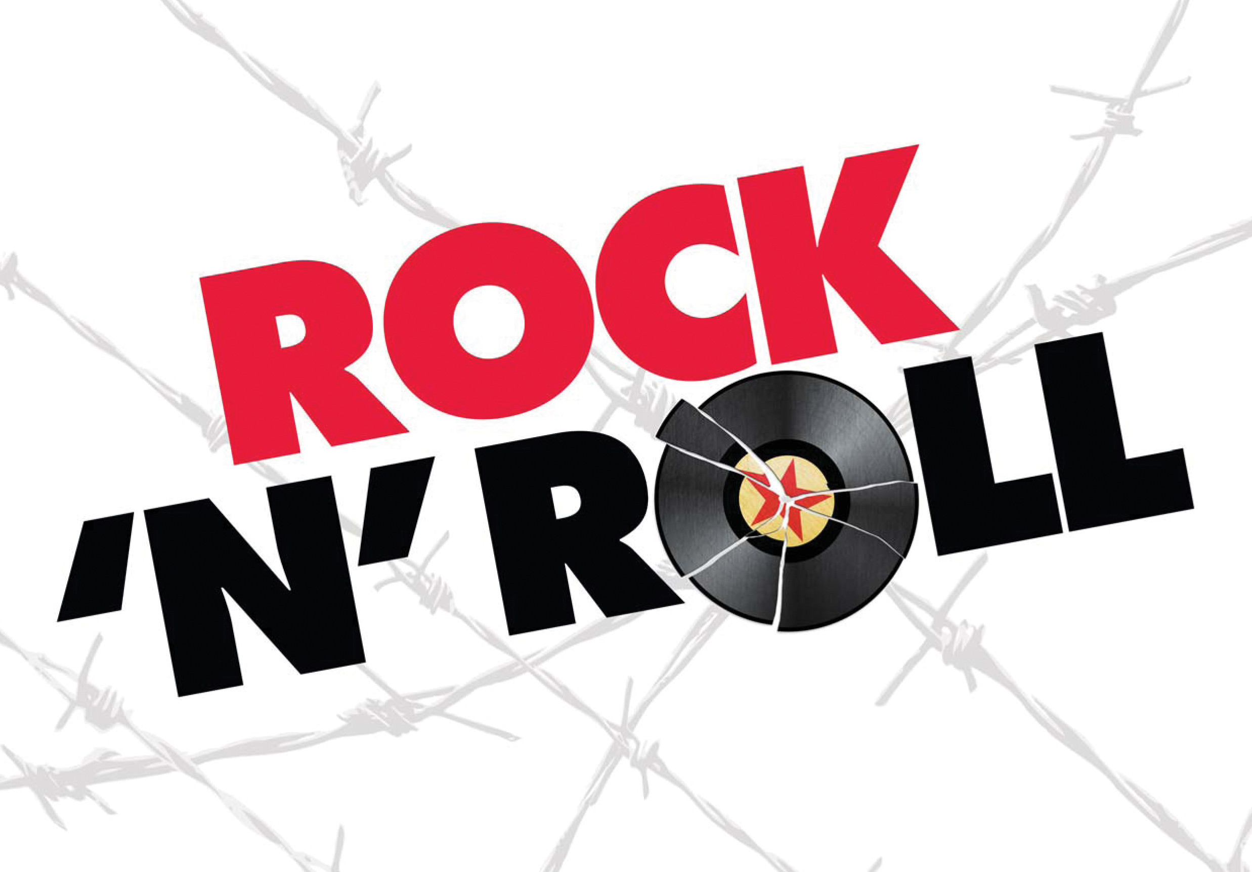 Rock 'n' Roll, Disco in vinile, Filo spinato, Logo, Full HD, sfondo desktop
