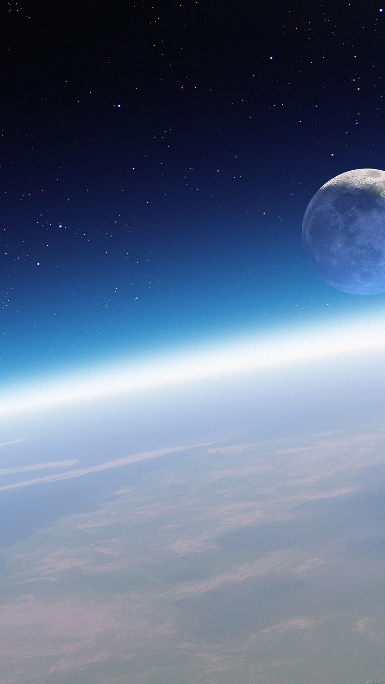 Terra dallo spazio, Luna, Orizzonte, Spazio, sfondo per cellulare, iPhone e Android