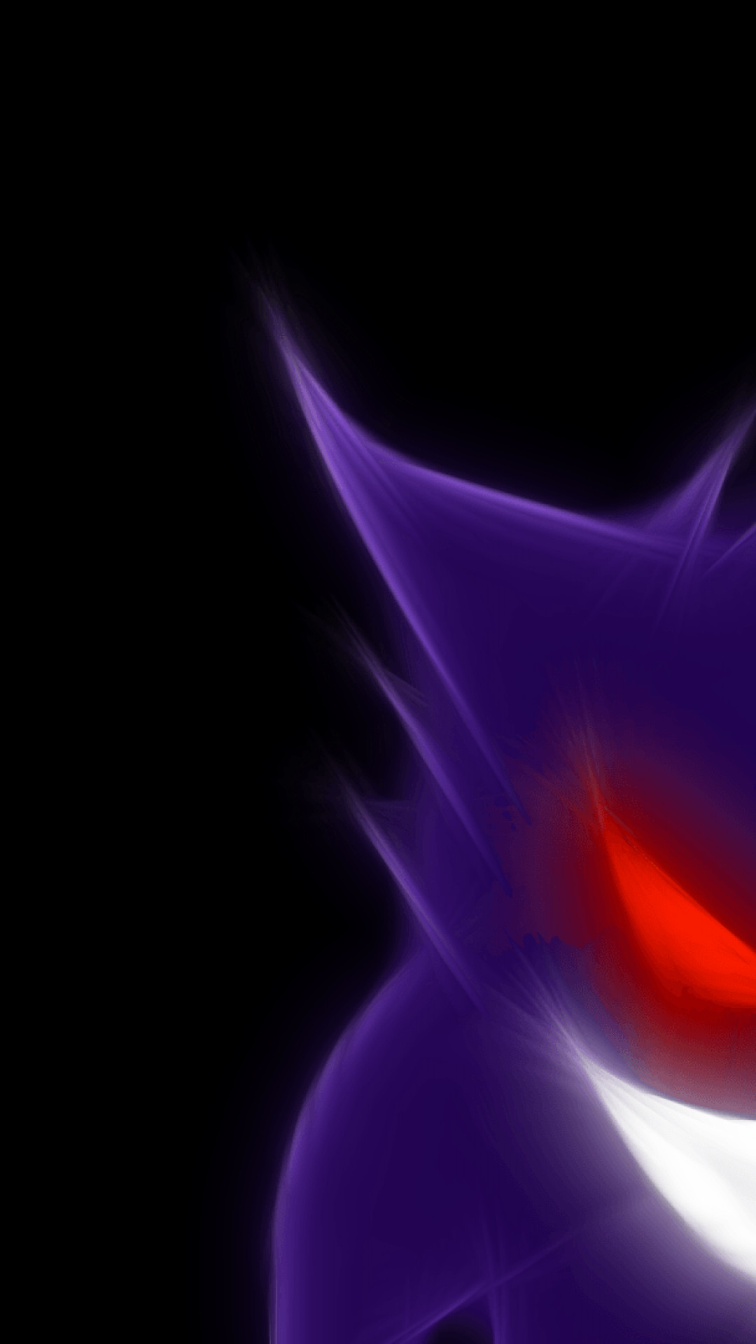 Gengar, Pokémon, Occhi rossi, Sfondo nero, Full HD, schermata di blocco del cellulare
