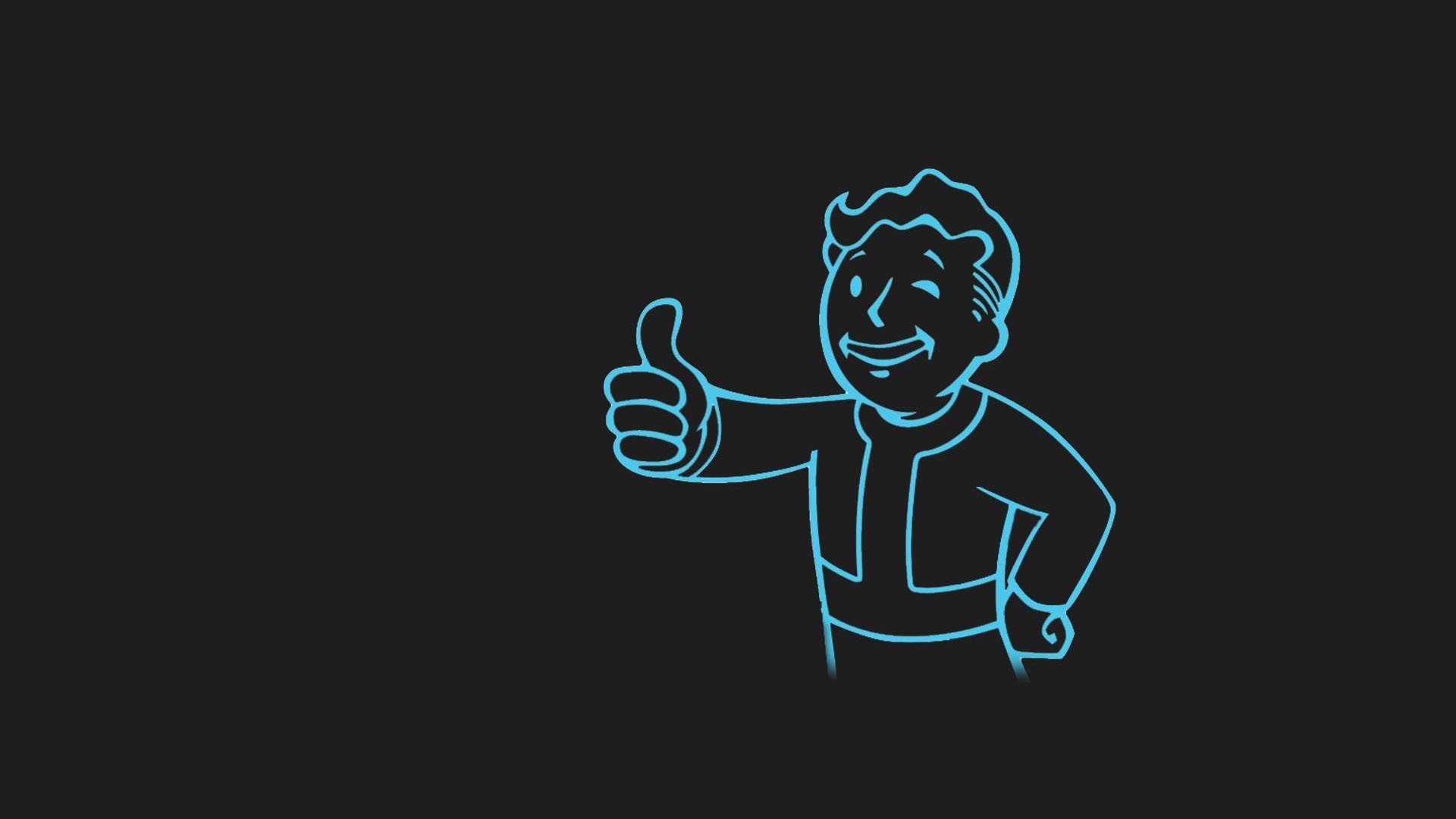 Vault Boy, Fallout, Linee azzurre, Sfondo nero, 1920x1080, wallpaper desktop