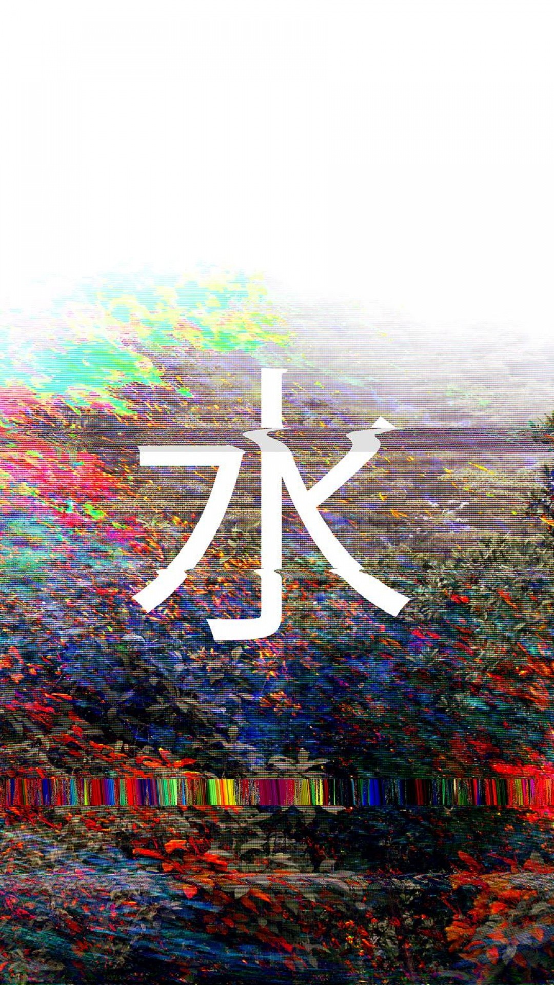 Vaporwave, Kanji acqua, Glitch, Pixel, Full HD, sfondo per iPhone e Android