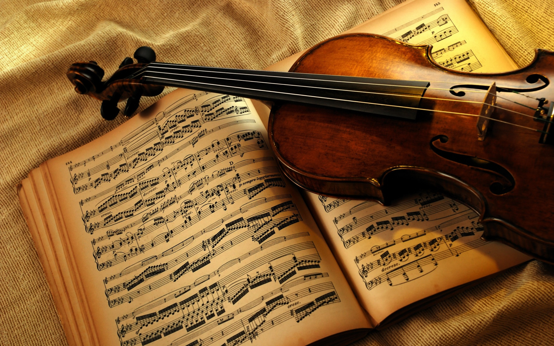Violino, Spartito, Libro, Tonalità calde, Full HD, sfondo per portatile