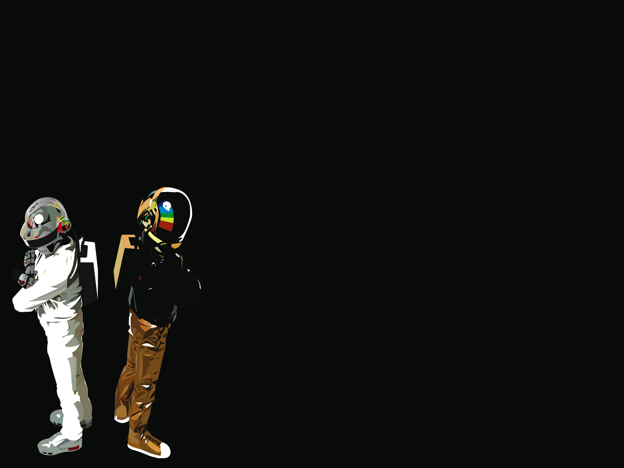 Daft Punk, Illustrazione, Minimalista, Sfondo nero, Full HD, schermata di blocco iPad