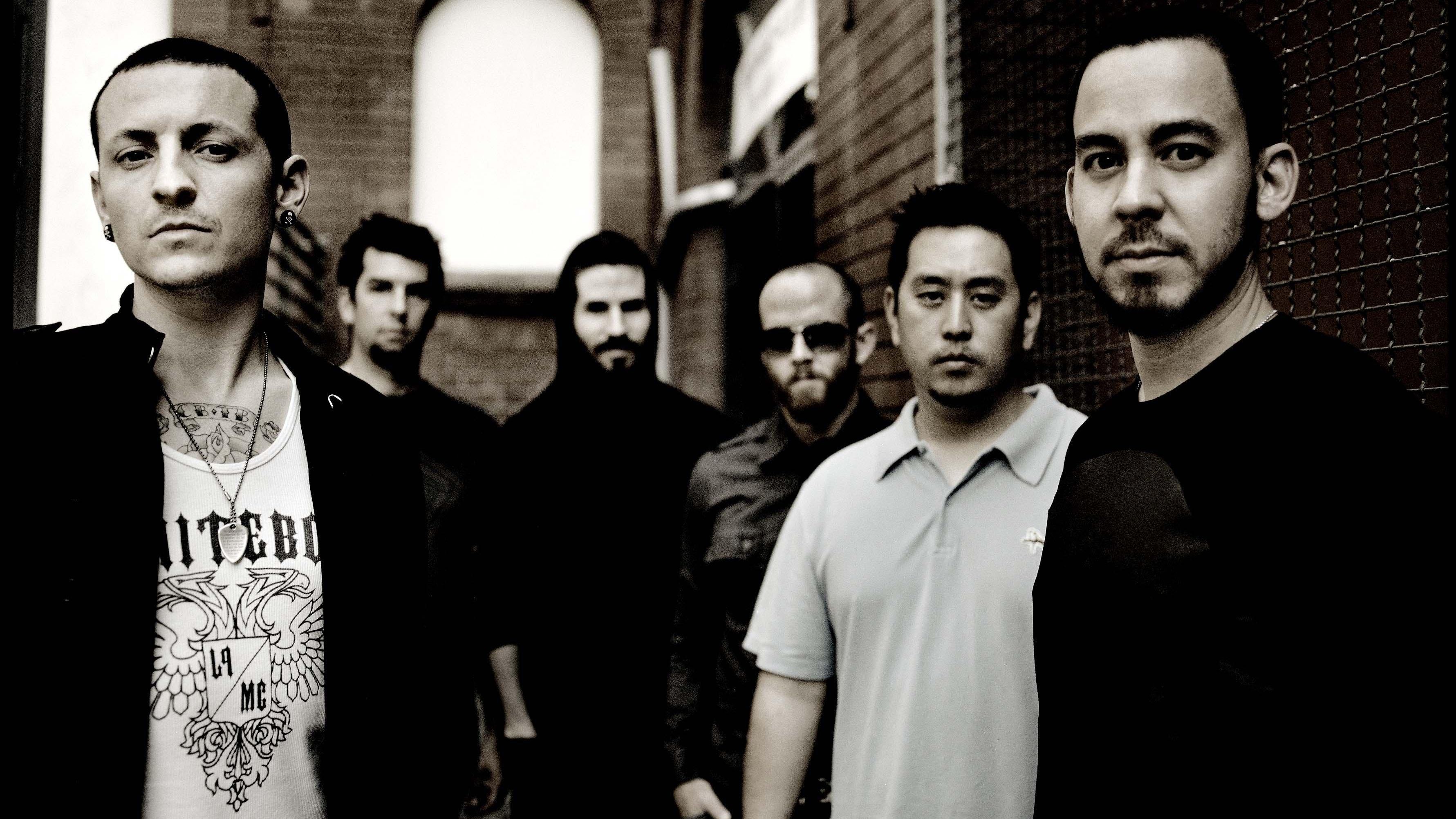 Linkin Park, Chester Bennington, Mike Shinoda, Joe Hahn, Foto di gruppo, sfondo widescreen 2K