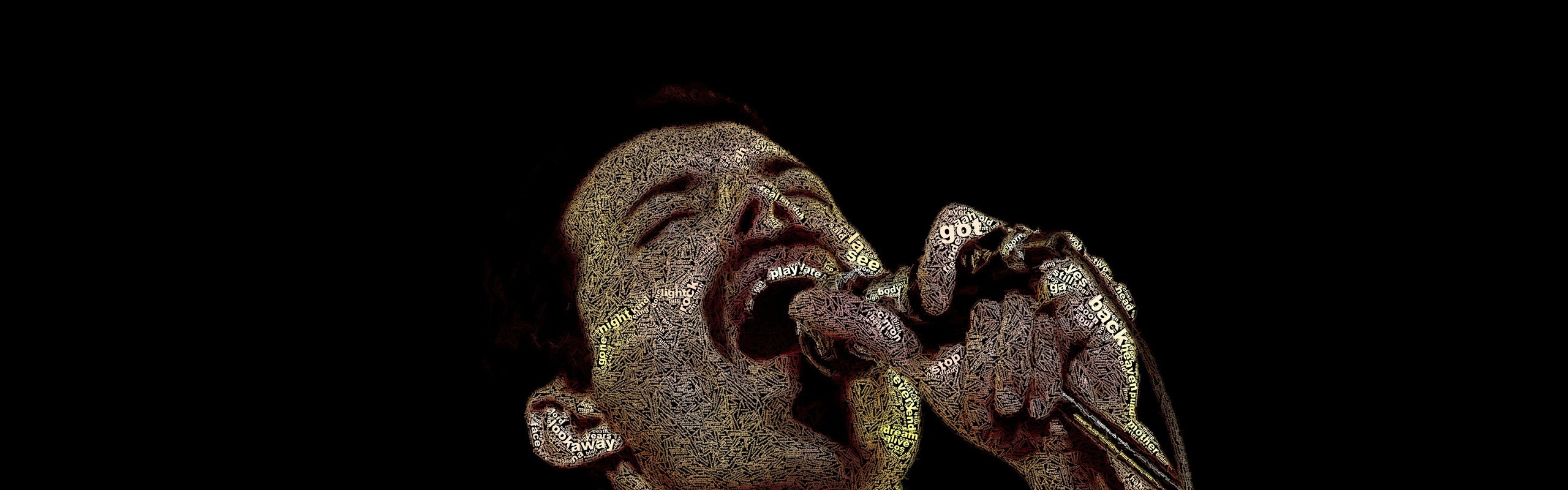 Freddie Mercury, Queen, Microfono, Sfondo nero, Full HD, wallpaper desktop