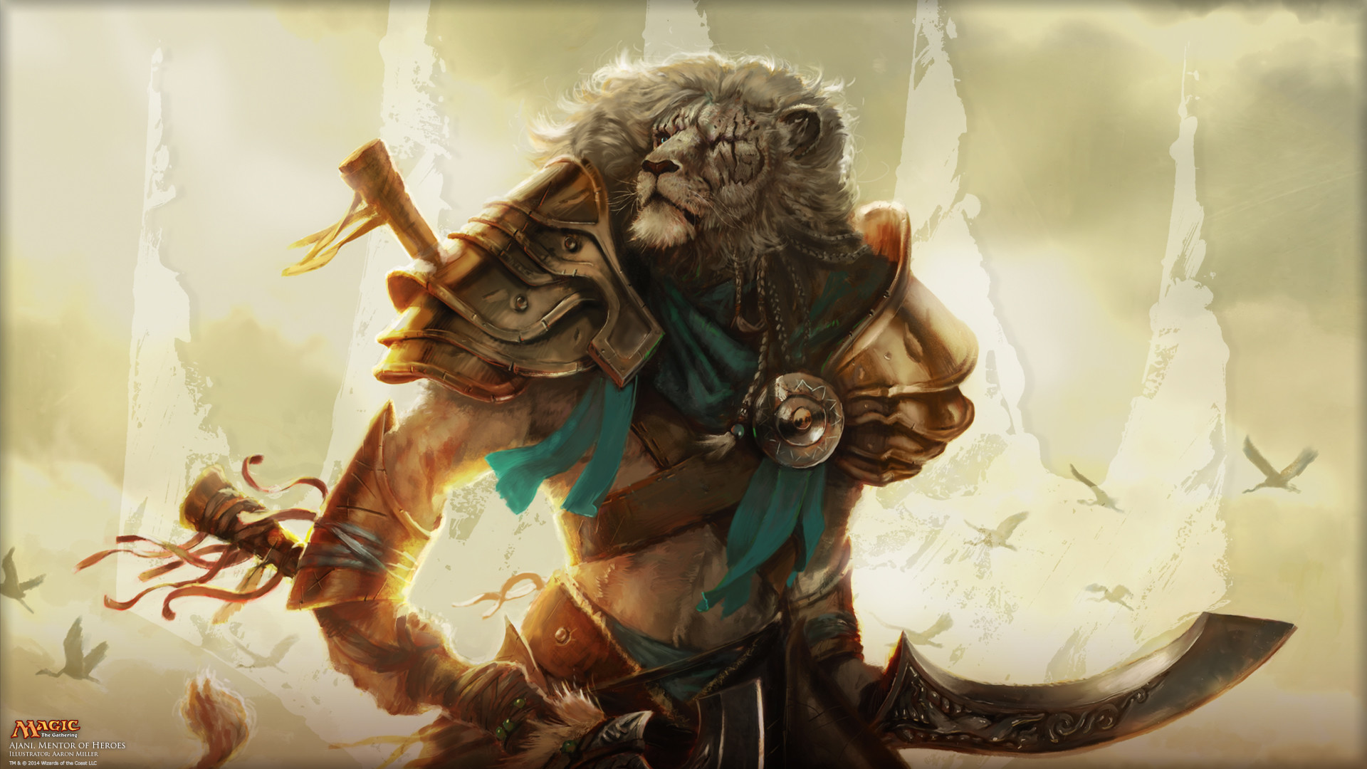 Ajani, MTG, Leone, Planeswalker, Full HD, sfondo per portatile