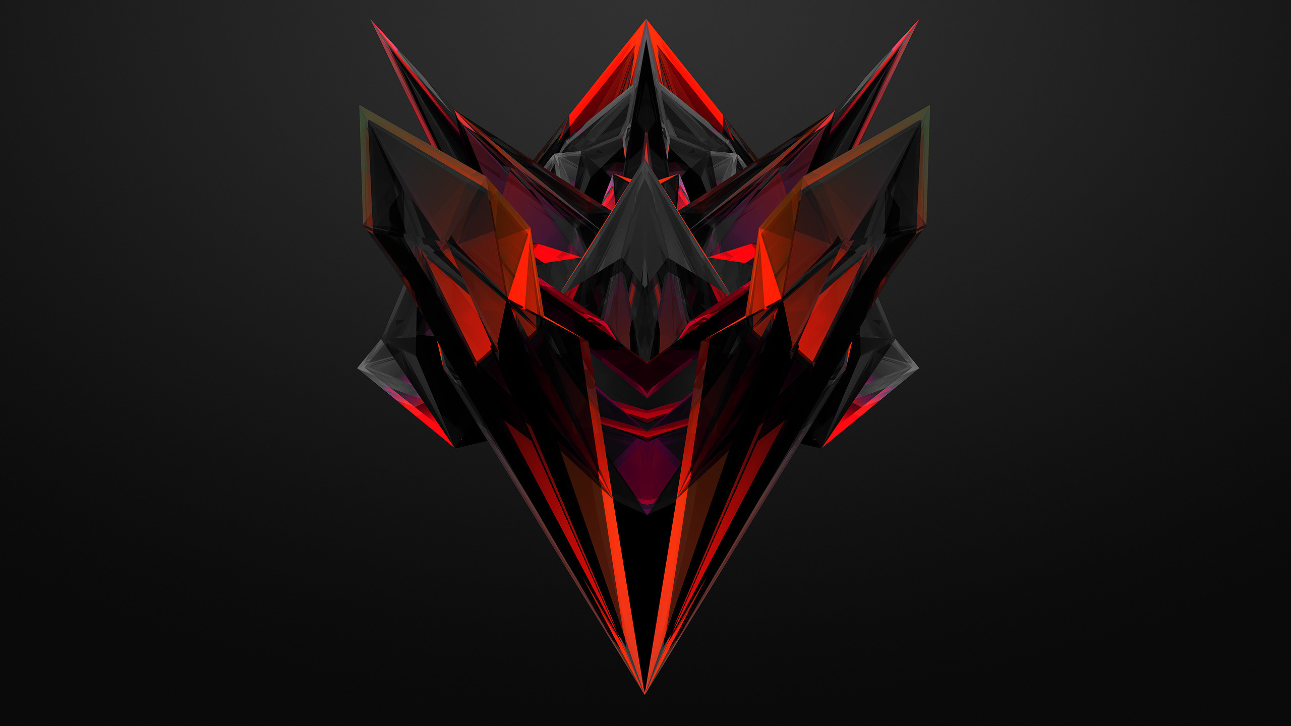 Astratto, Geometrico, Rosso, Sfondo nero, 16:9 2K, wallpaper widescreen