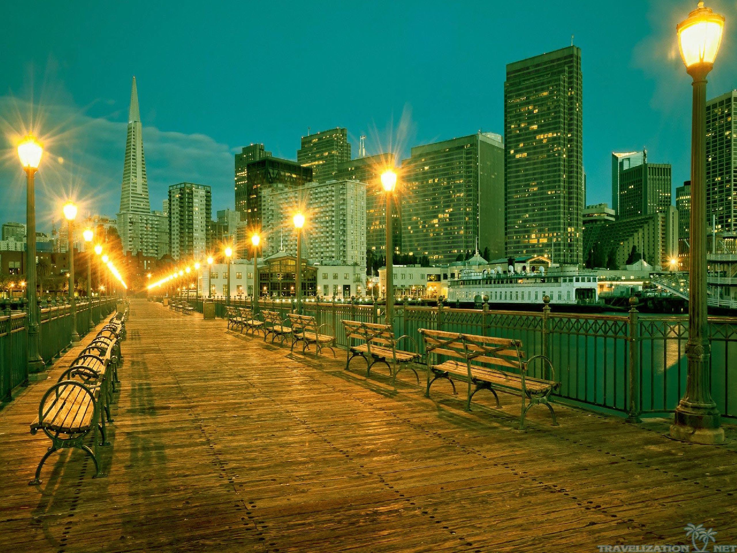 Embarcadero, San Francisco, Lampioni, Molo, sfondo per iPad e tablet