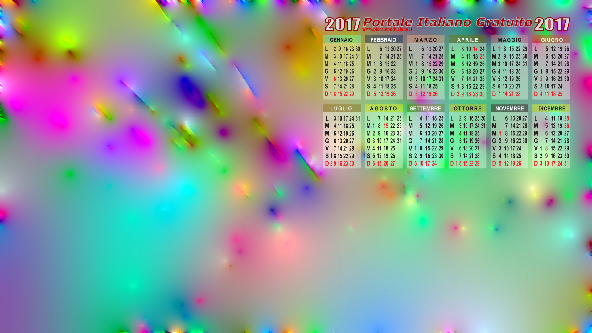 Calendario 2017, Astratto, Colori pastello, Full HD, sfondo per PC e portatile