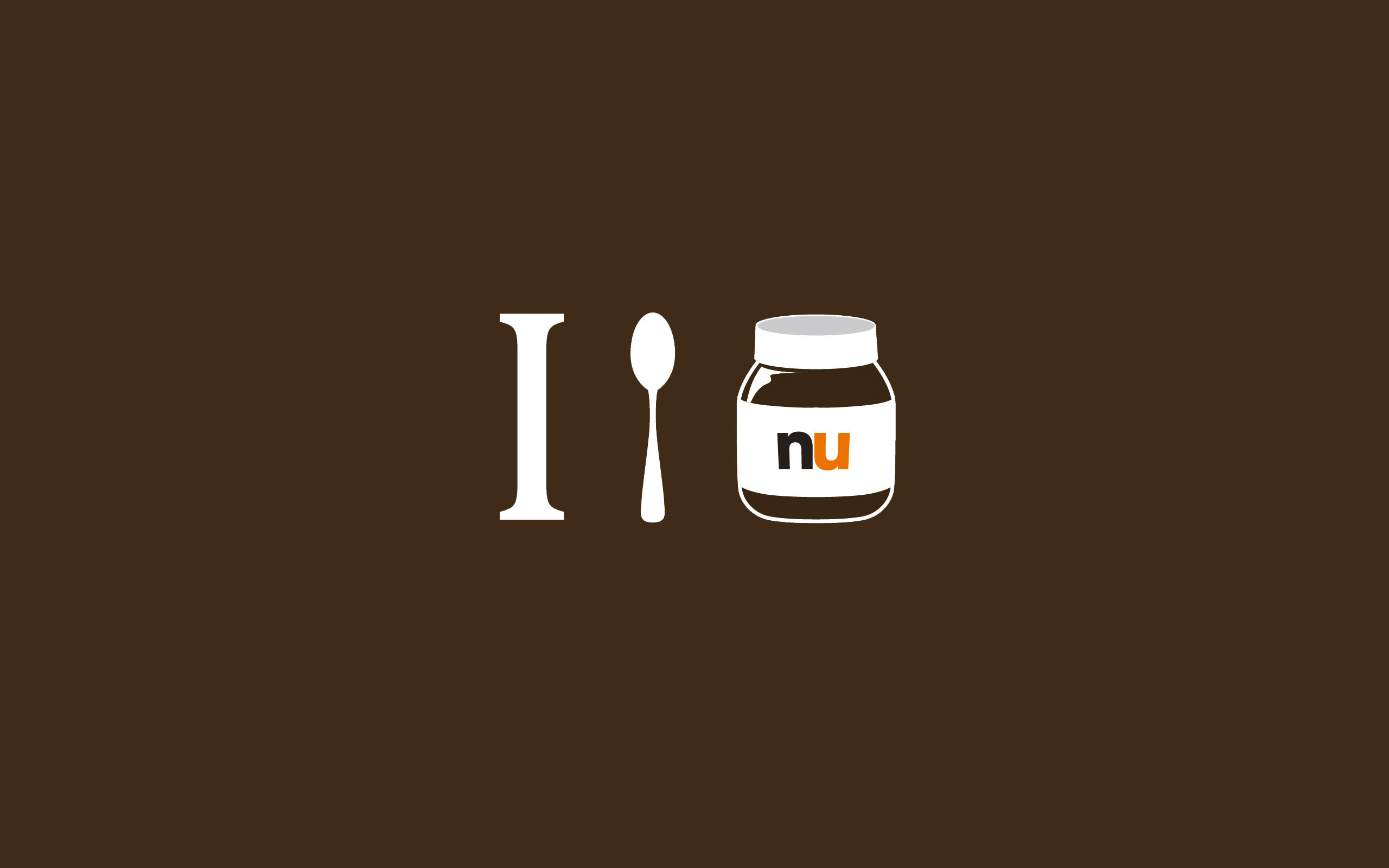 Nutella, I love Nutella, Cucchiaino, Marrone, Minimalismo, 2K 1600p, sfondo desktop