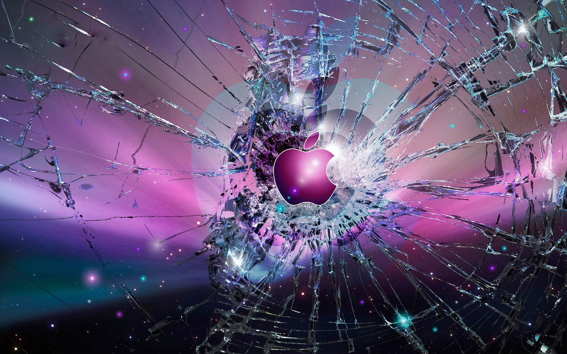 Apple, Vetro rotto, Aurora, Viola, sfondo desktop Mac