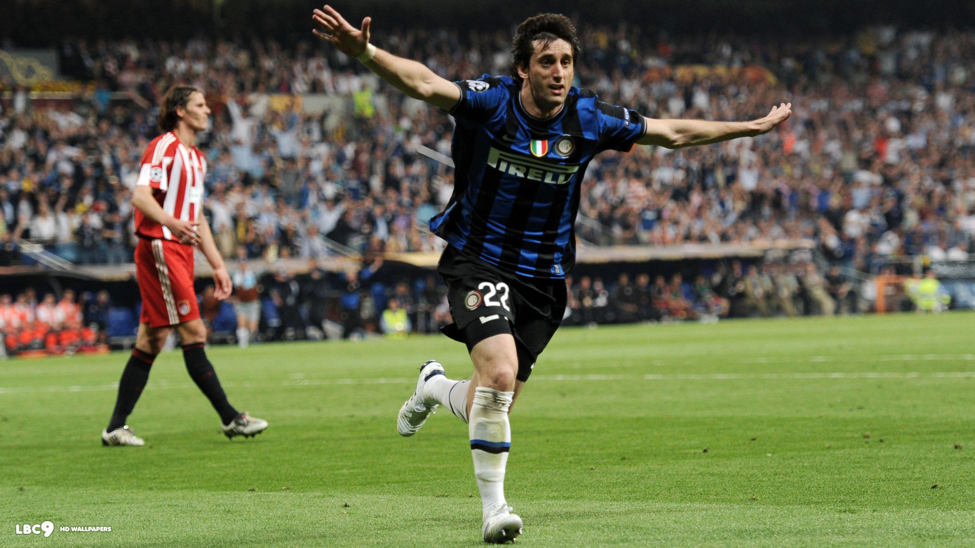 Diego Milito, Inter, Esultanza, Stadio, Full HD, sfondo Windows 11