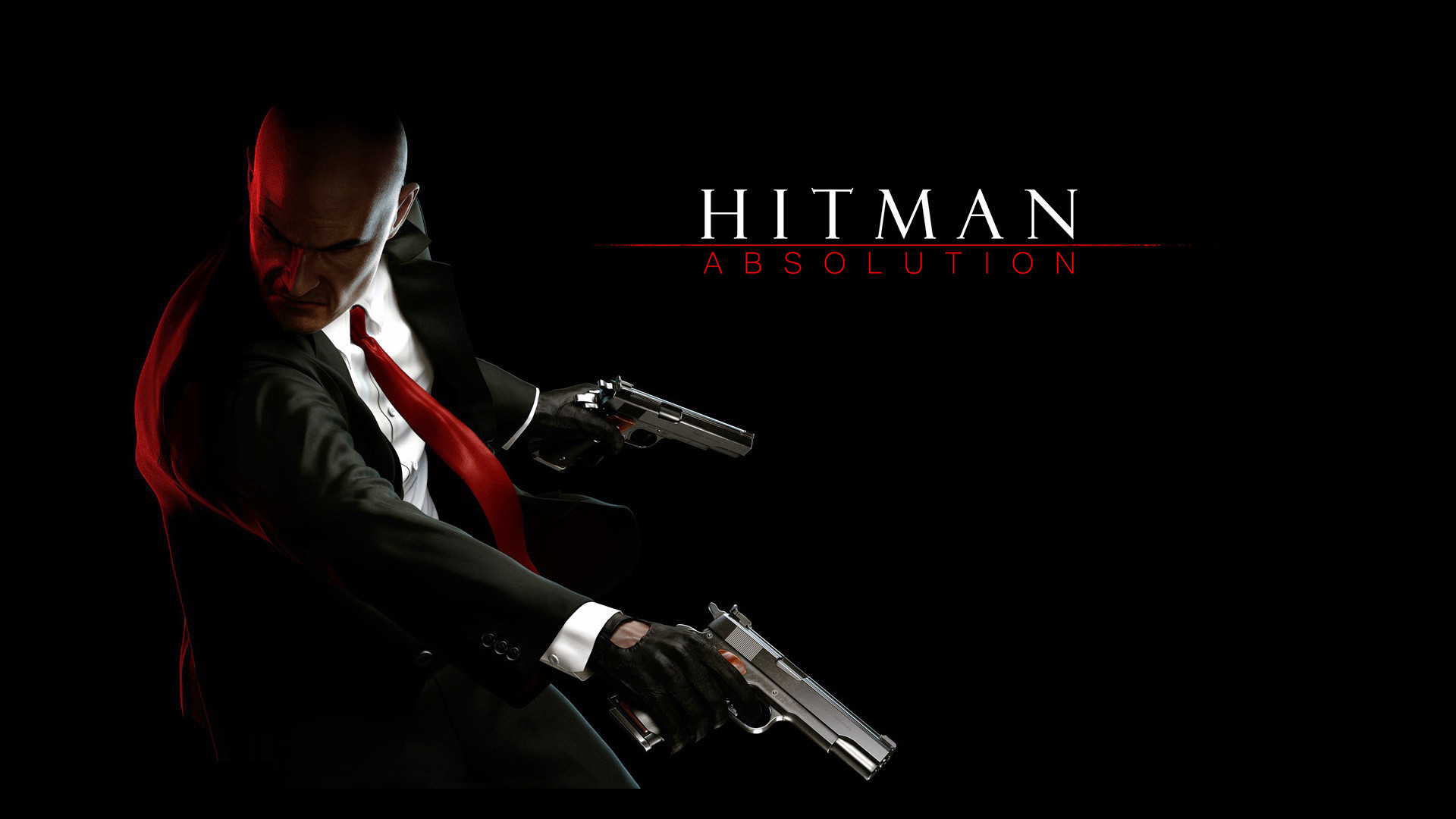 Hitman: Absolution, Agente 47, Pistola, Sfondo nero, Full HD, wallpaper per computer