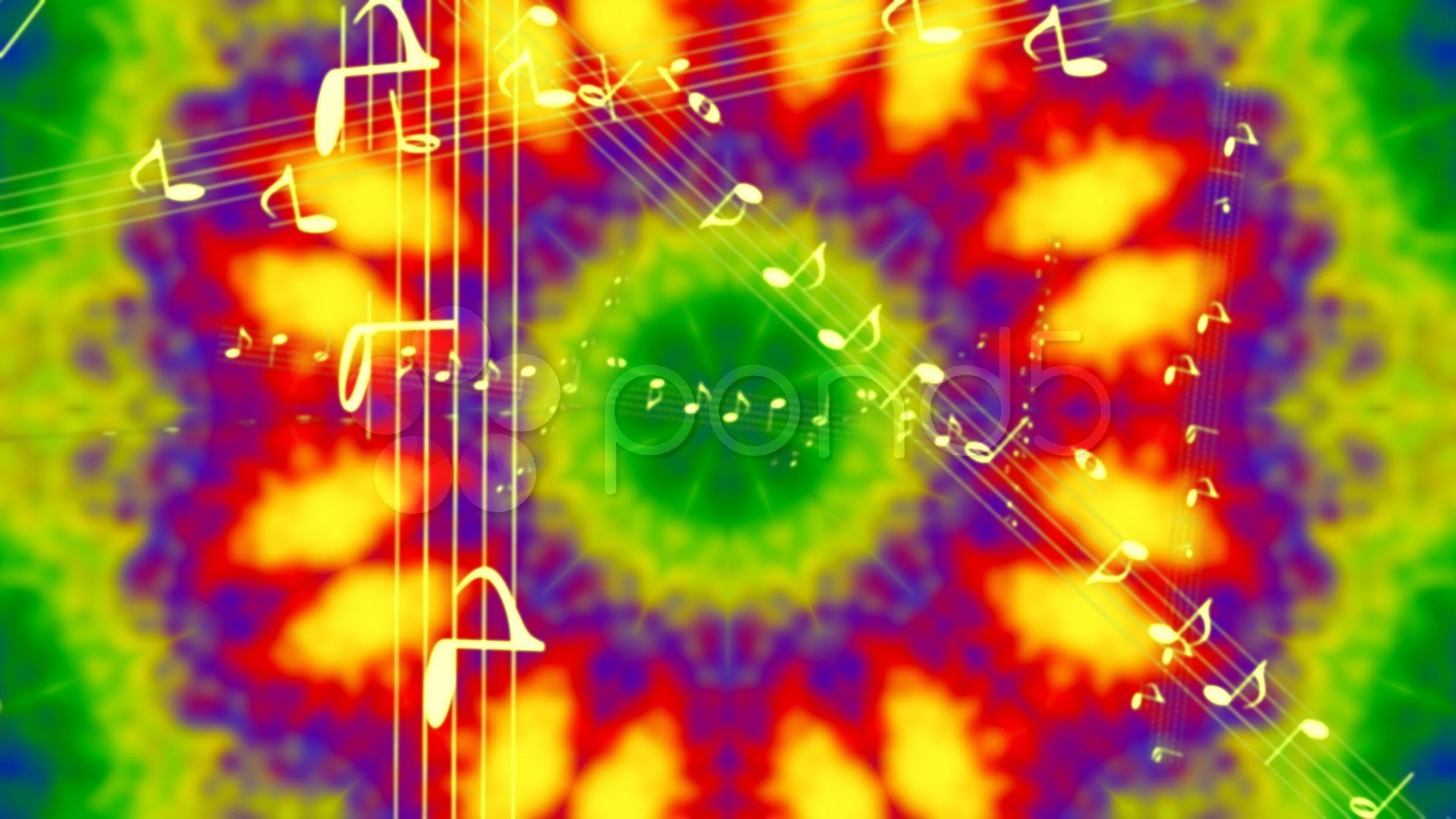 Tie-dye, Note musicali, Psichedelico, Arcobaleno, Full HD 1080p, sfondo desktop