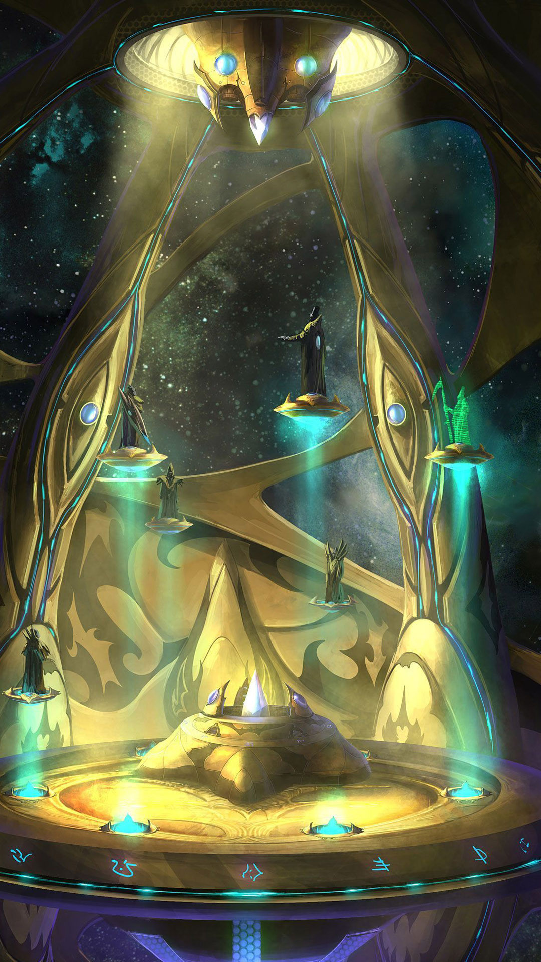 StarCraft, Protoss, Pilone, Luce dorata, Full HD, sfondo per iPhone e Android