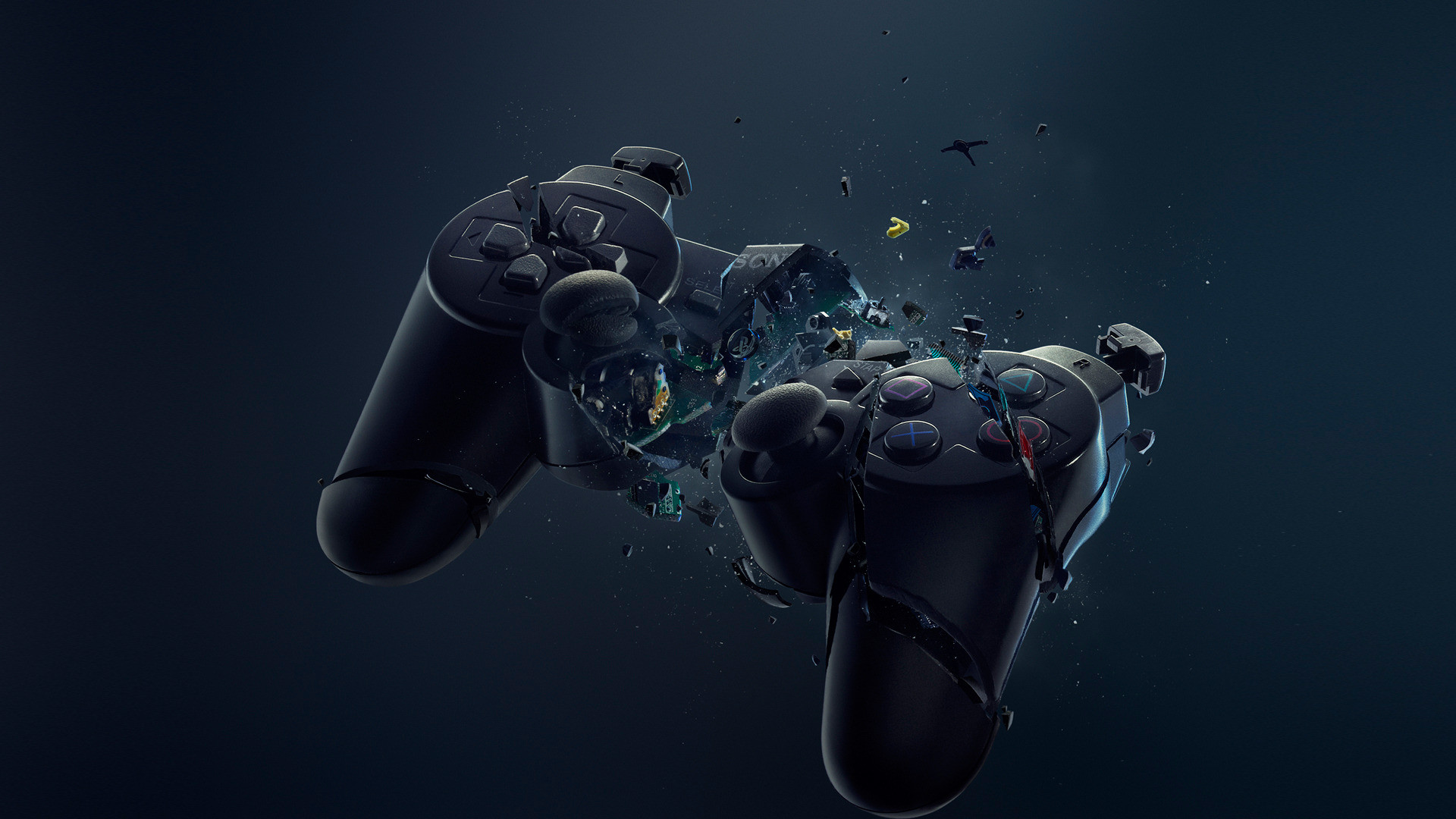 Controller PlayStation, DualShock 3, Dispersione, 3D, Full HD, sfondo per il tuo desktop
