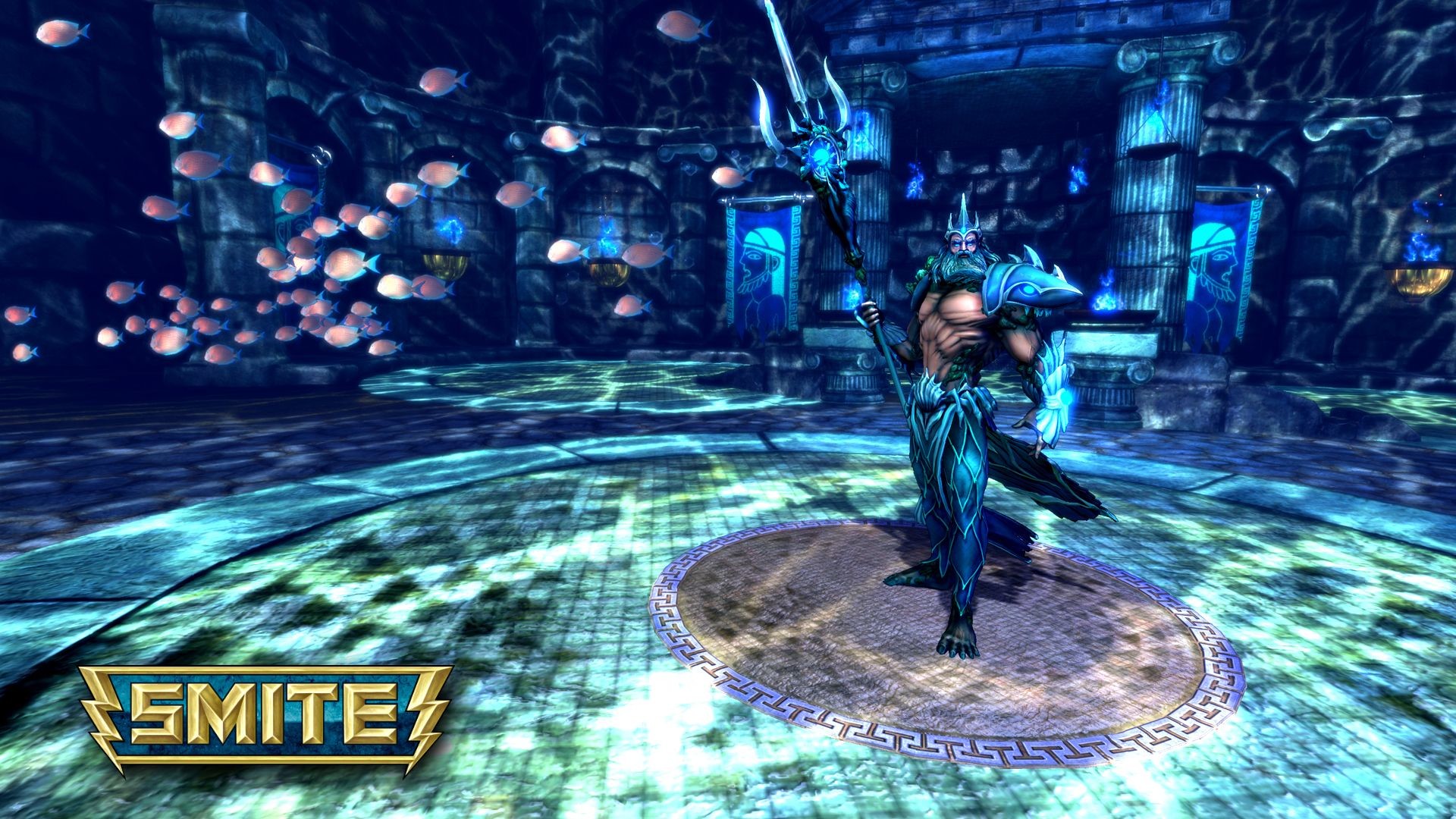 Smite, Poseidone, Tridente, Videogioco, Full HD, sfondo desktop