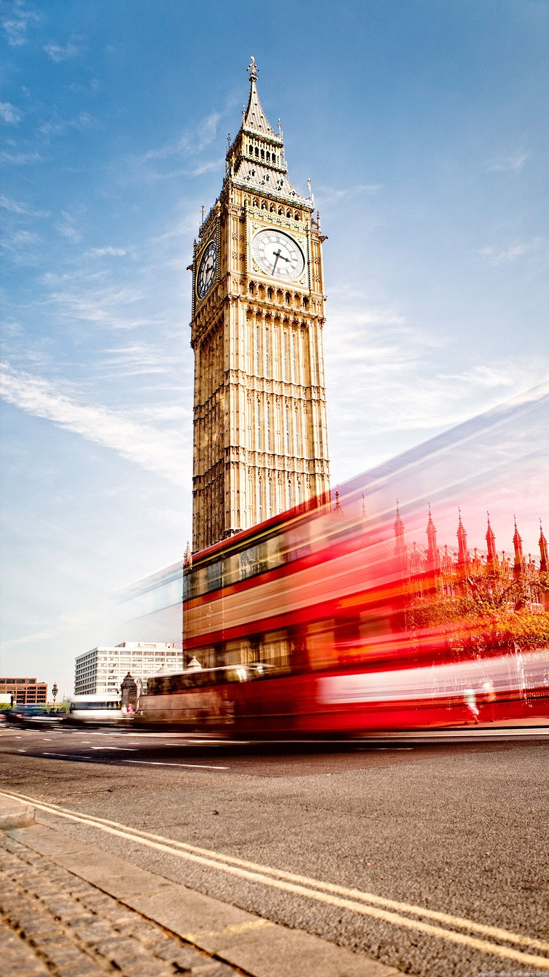Big Ben, Londra, Autobus rosso, Mosso, Full HD, sfondo iPhone 6 Plus