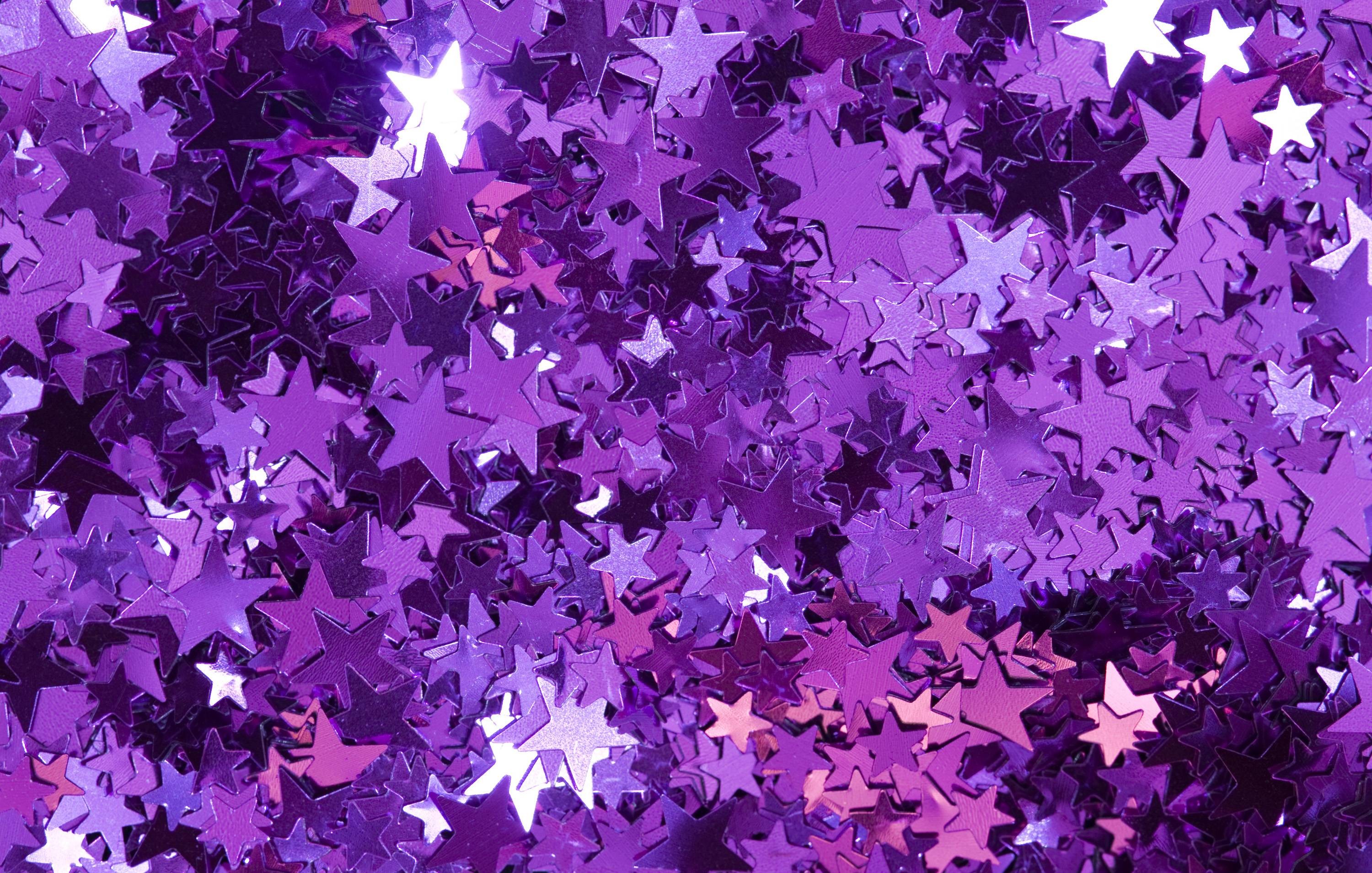 Stelle viola, Coriandoli, Glitter, Paillettes, 2K, sfondo Windows 11