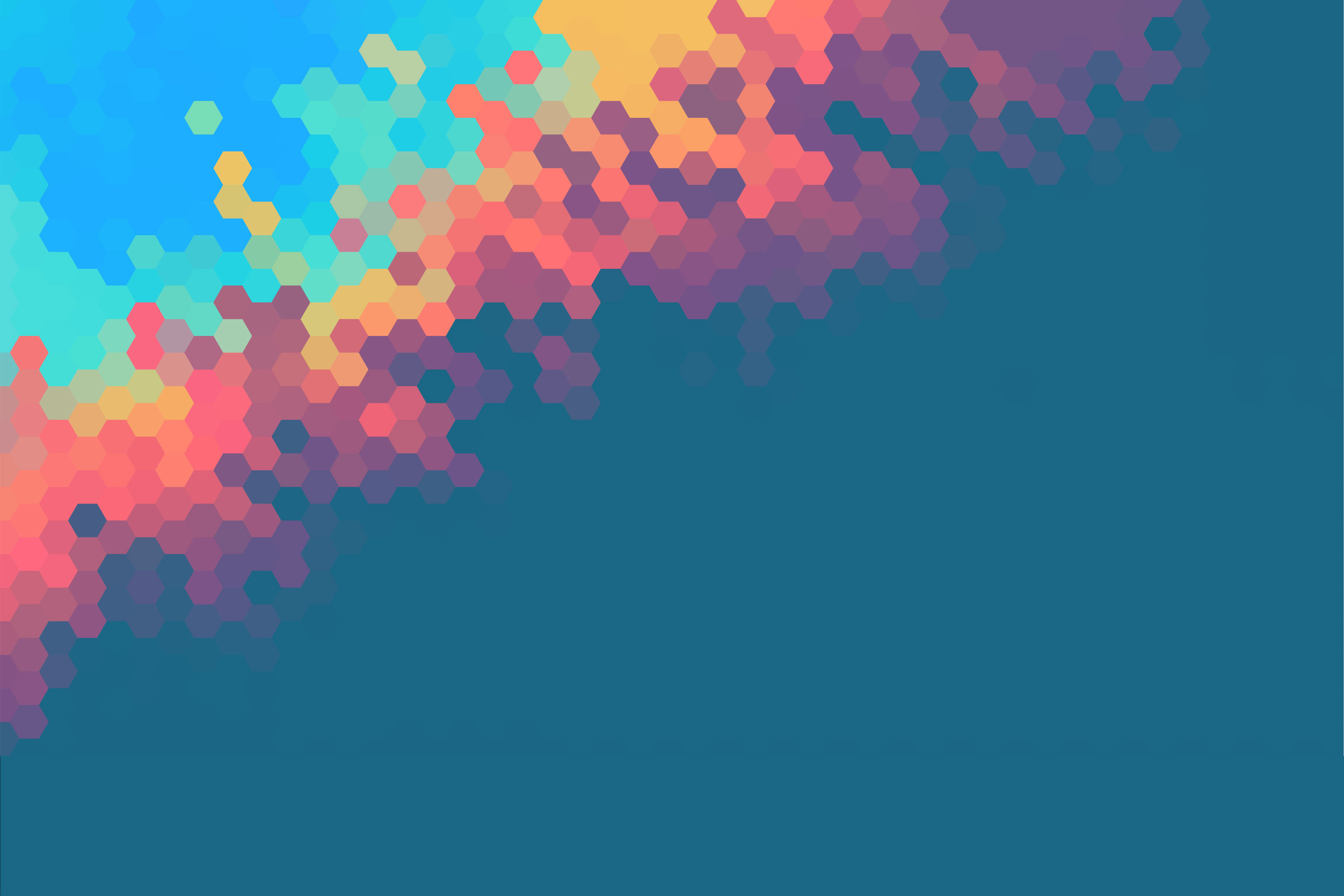 Material Design, Esagoni, Pixel colorati, Blu petrolio, Astratto, sfondo desktop 2K